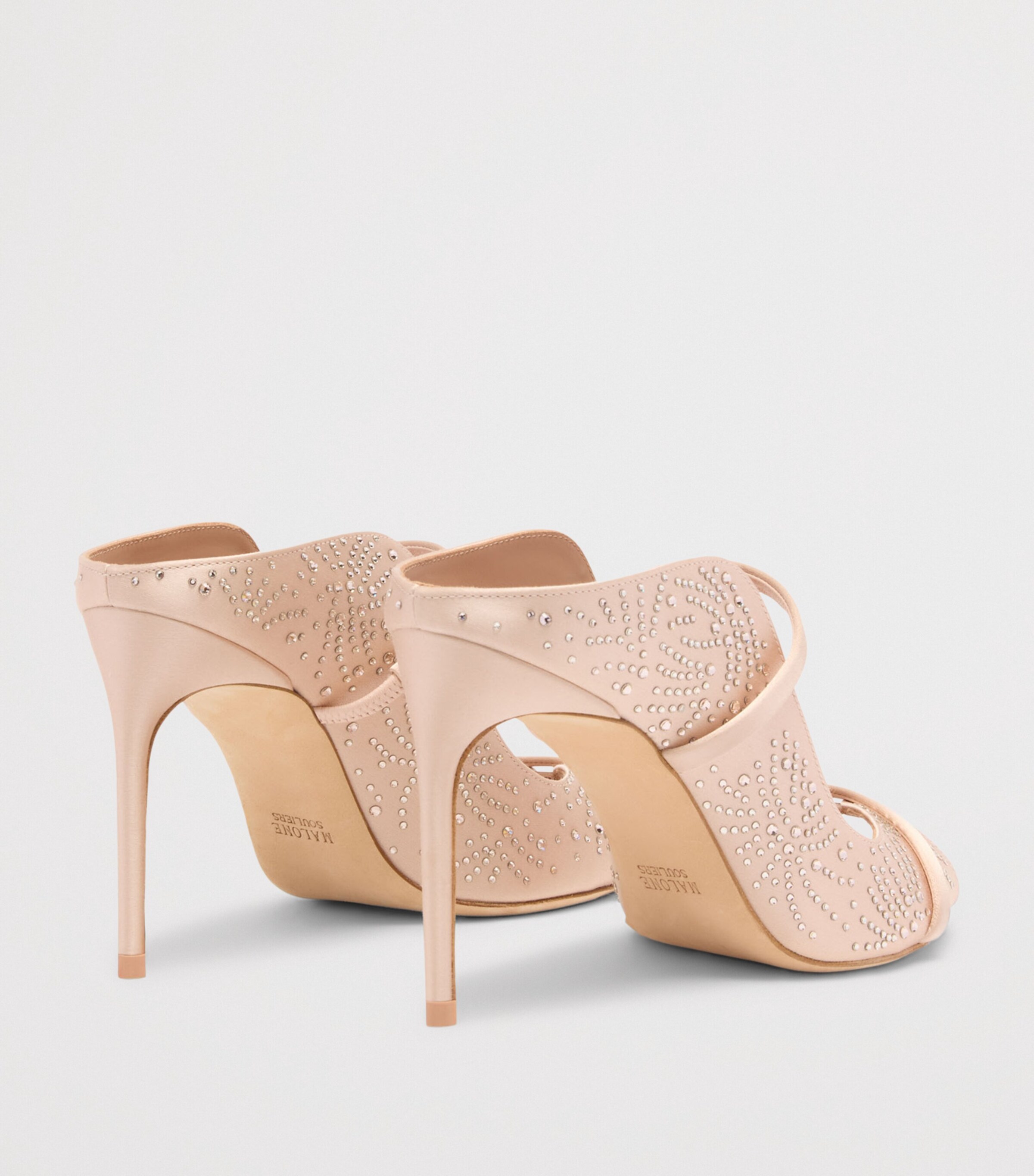 Malone Souliers Satin Crystal-Embellished Noah Heeled Sandals 90 Champagne Image 4