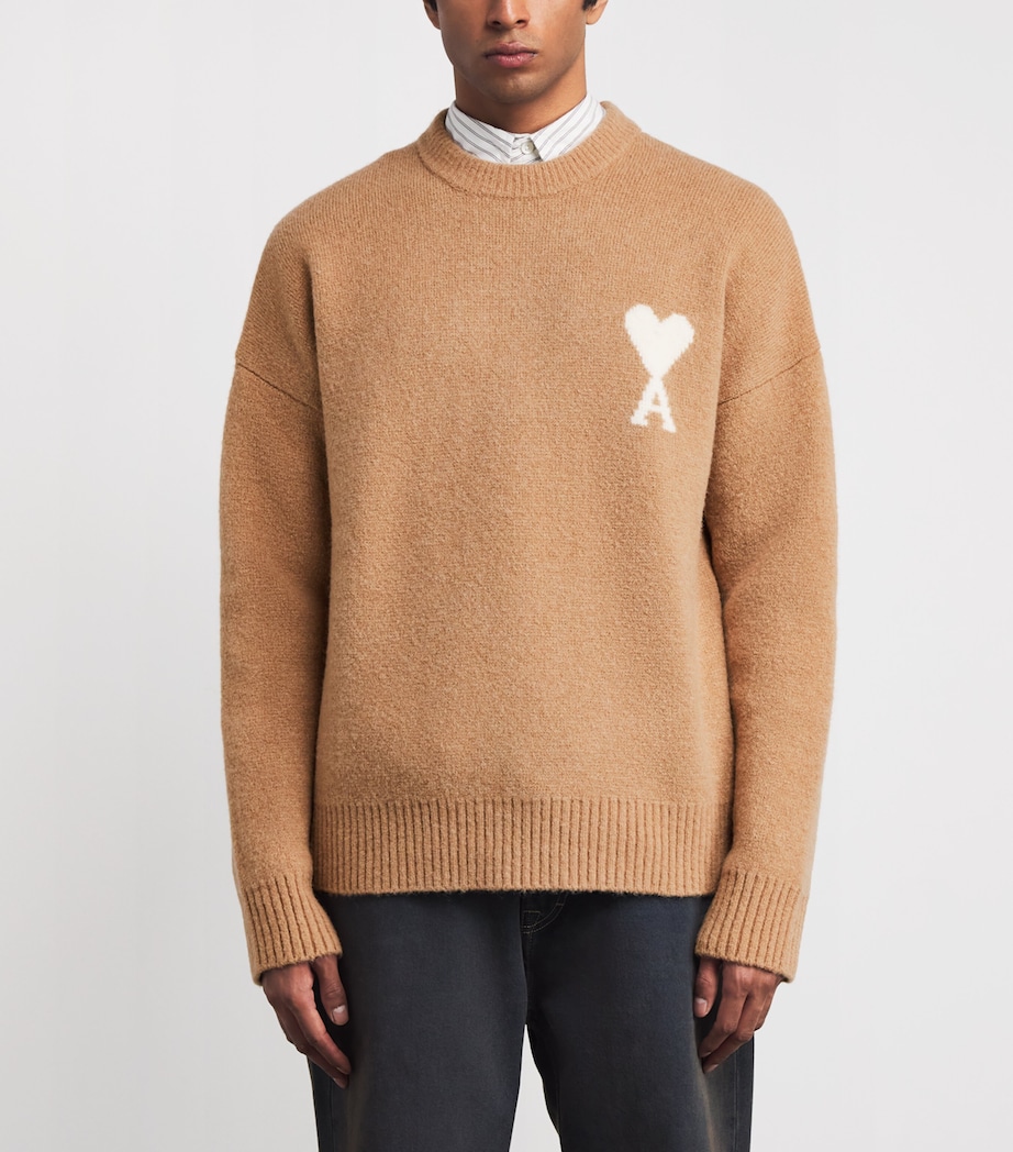 Cotton Ami de Coeur Sweatshirt 287 - CAMEL/ECRU Image 3