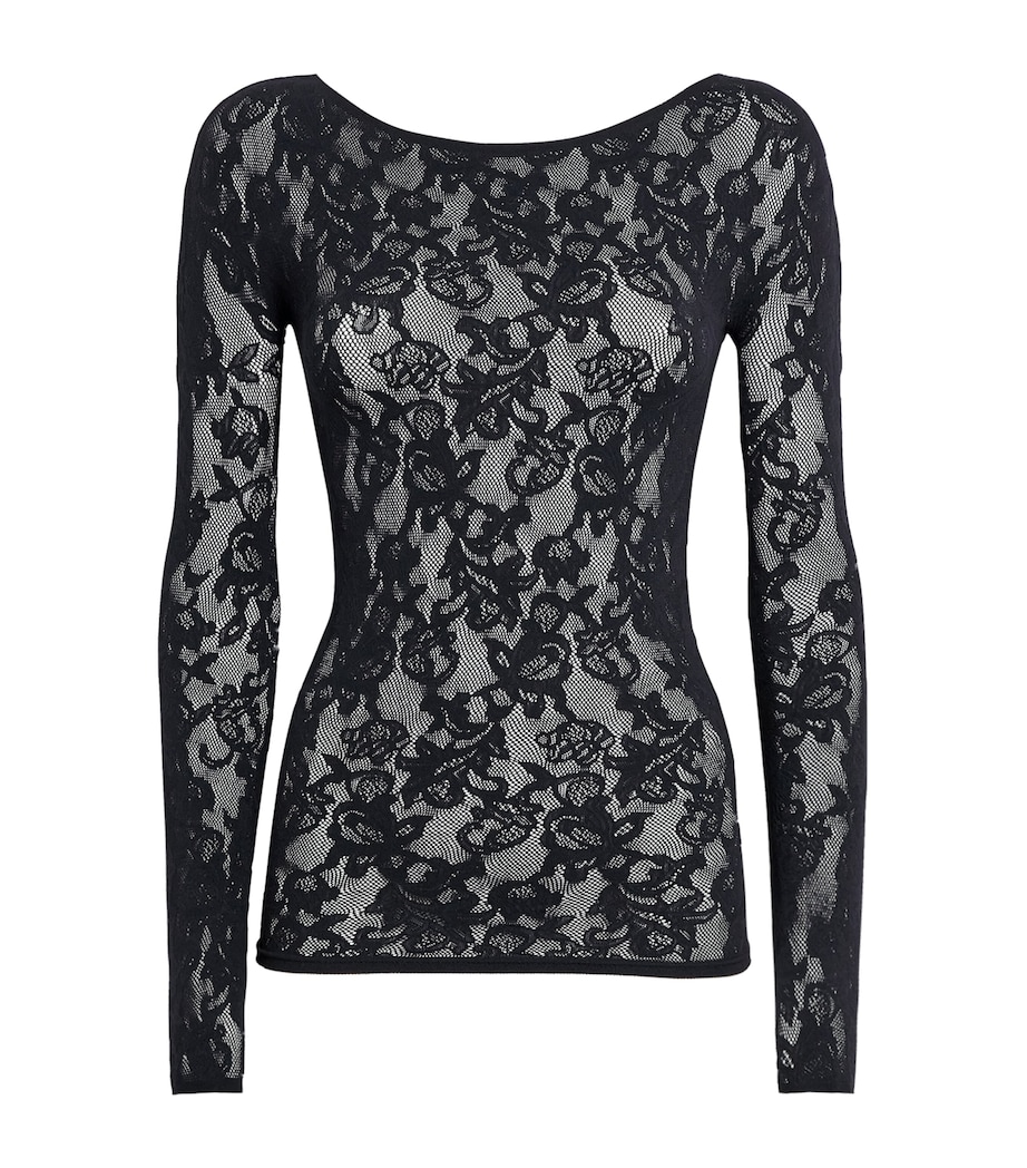 Lace Boat-Neck Long-Sleeve T-Shirt OBSIDIAN Image 1