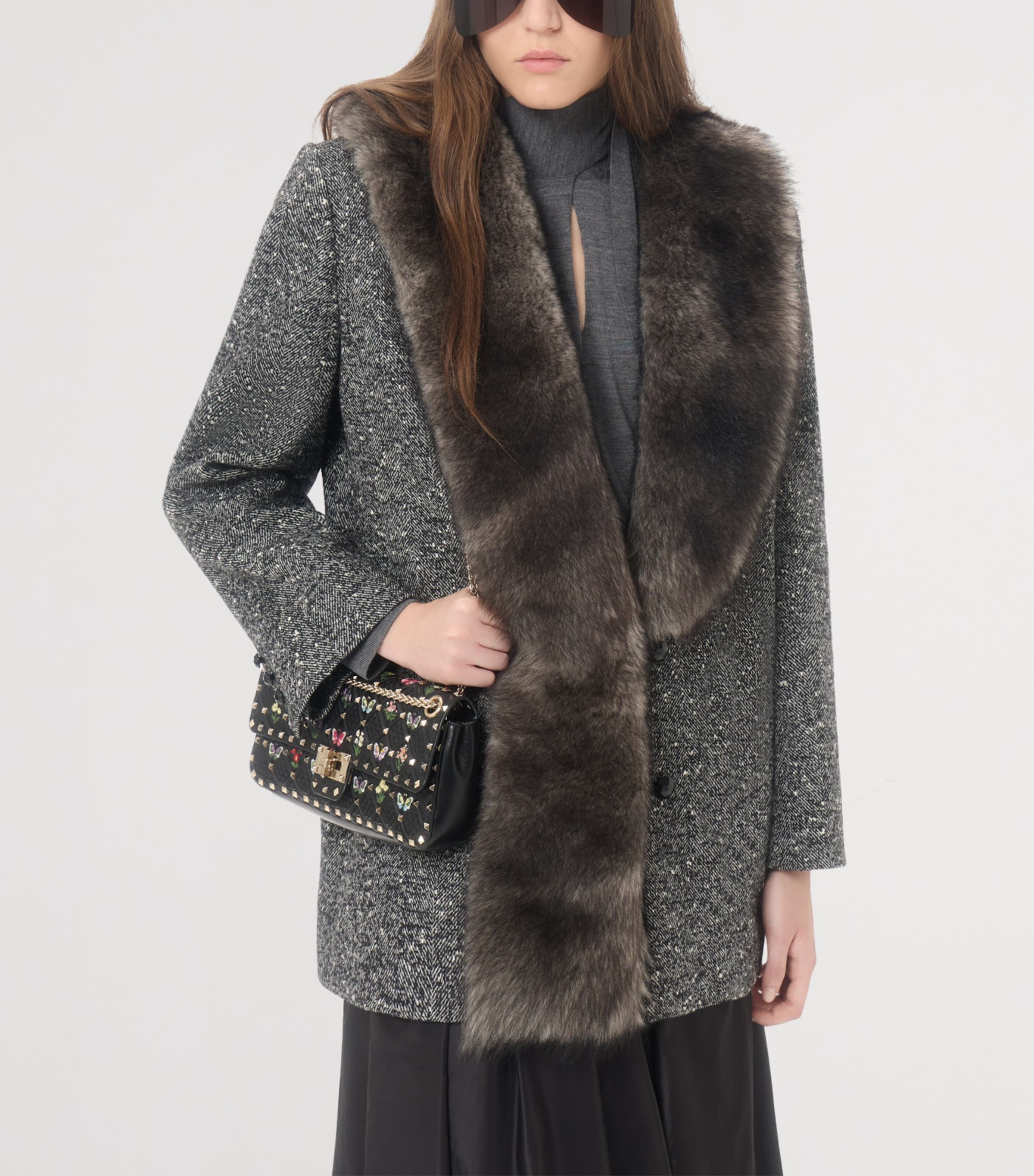 Valentino Womens Bouclé Caban Jacket Image 7