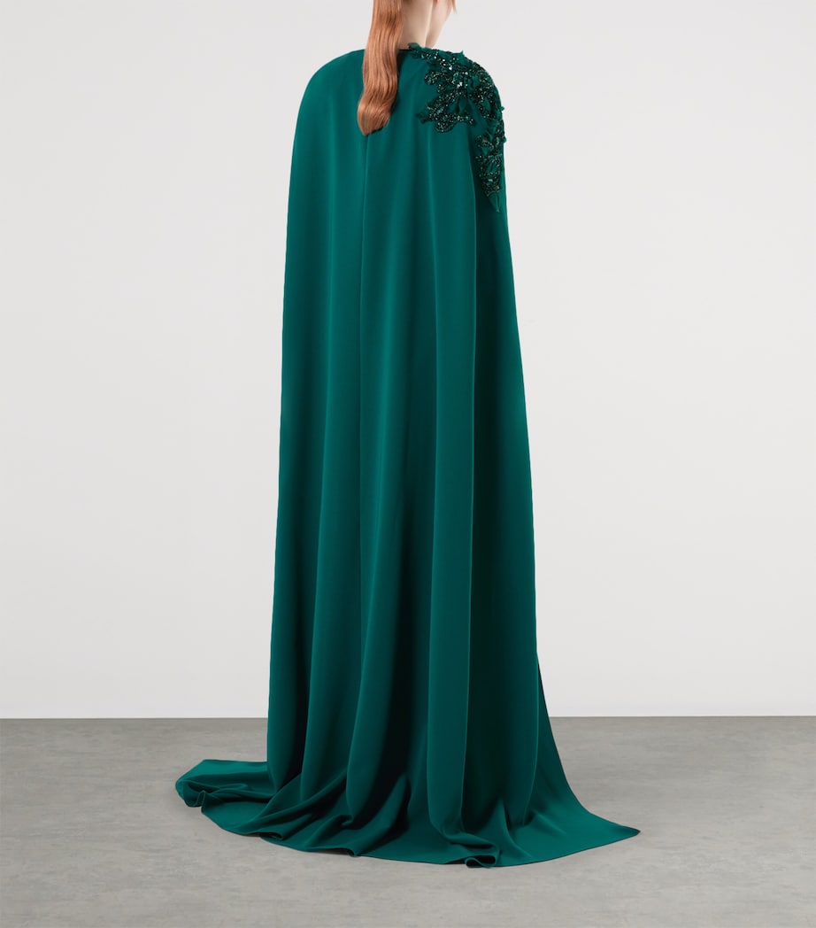 Marina Rinaldi Womens x Tony Ward Embellished Gown with Cape Oil Image 4