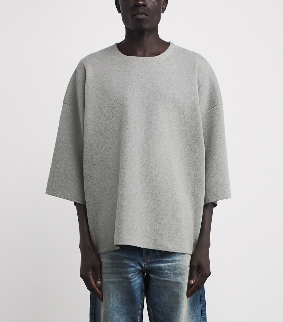 Virgin Wool Milano Stitch Oversized T-Shirt FLINT Image 3