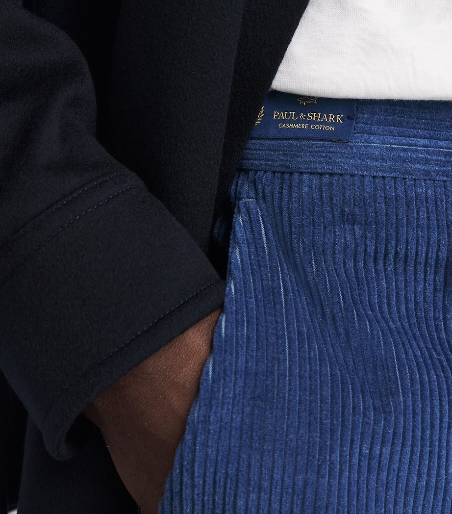 Paul & Shark Mens Cotton-Cashmere Corduroy Trousers Cadet Blu Image 3