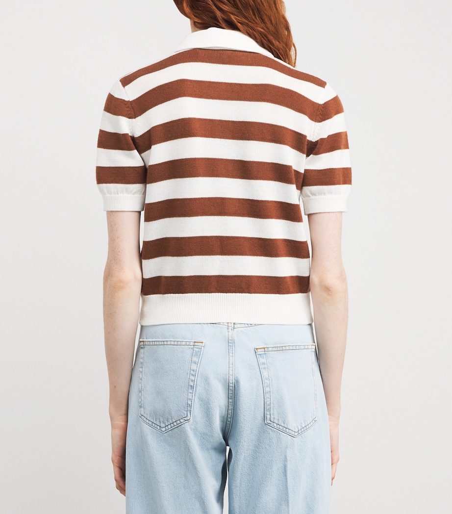 Cashmere-Cotton The Bold Stripe Polo Shirt CHESTNUT MULTI Image 4