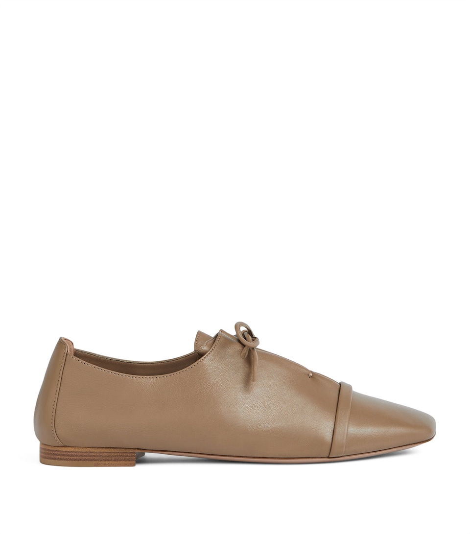 Malone Souliers Nappa Leather Lace-Up Jean Flats Taupe