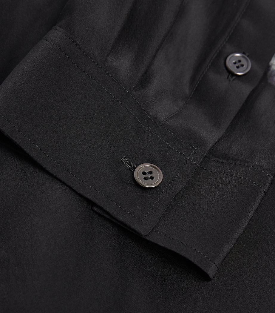 Yohji Yamamoto Mens Silk Rear-Split Graphic Print Shirt Black Image 5