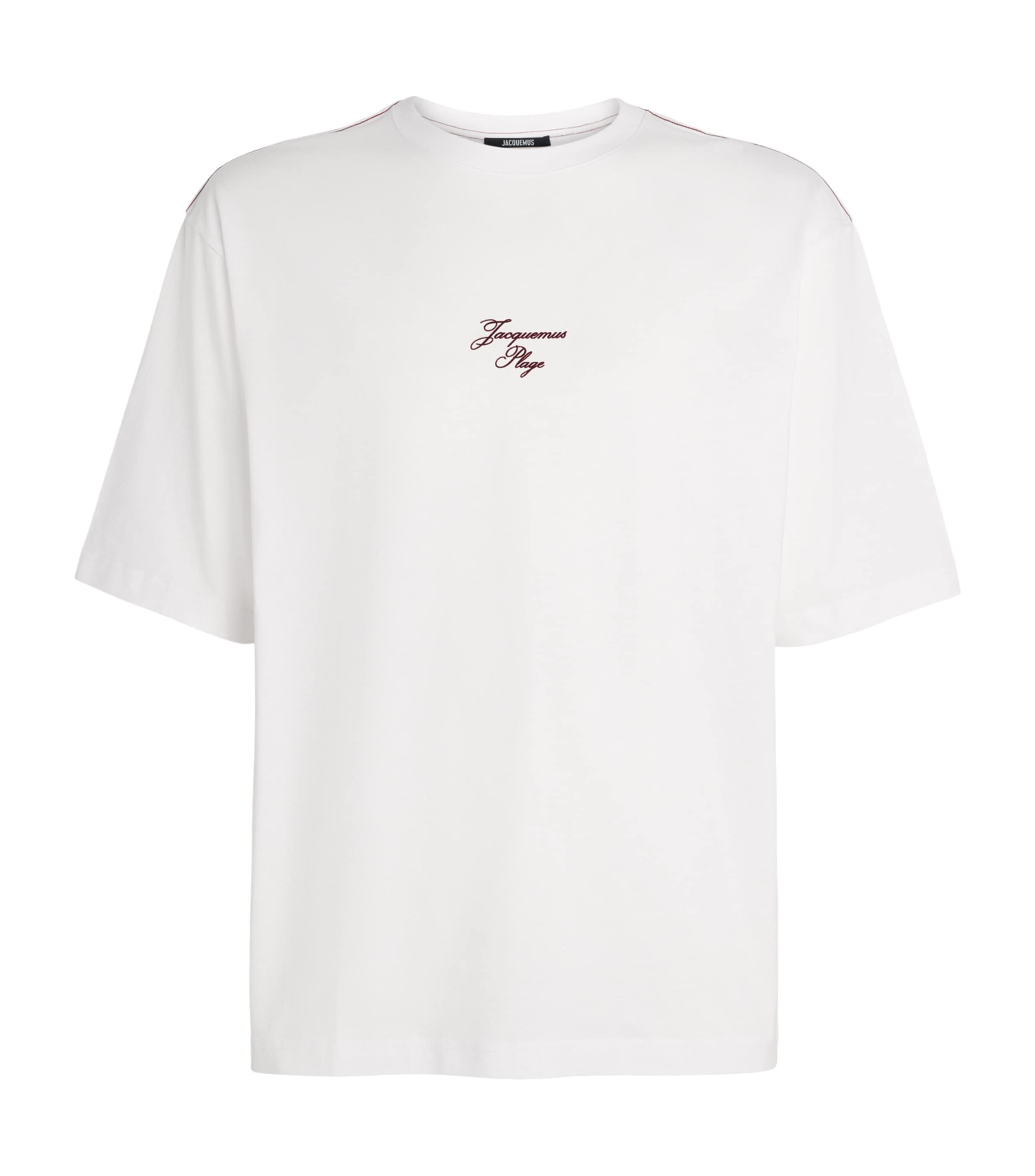 Jacquemus Mens Cotton Embroidered Beach T-Shirt Emb Rd Sal Wht Image 1