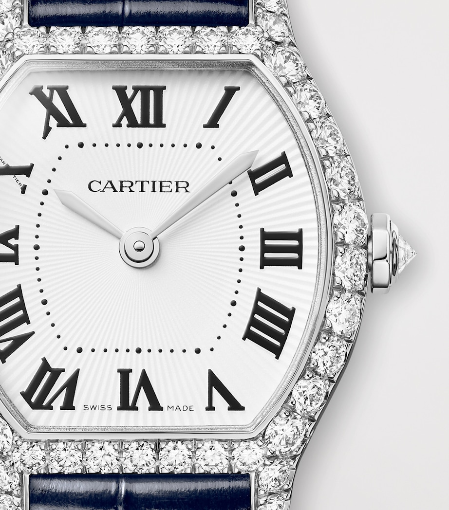 Cartier Mini White Gold and Diamond Tortue Watch 20.9mm White Gold Image 7