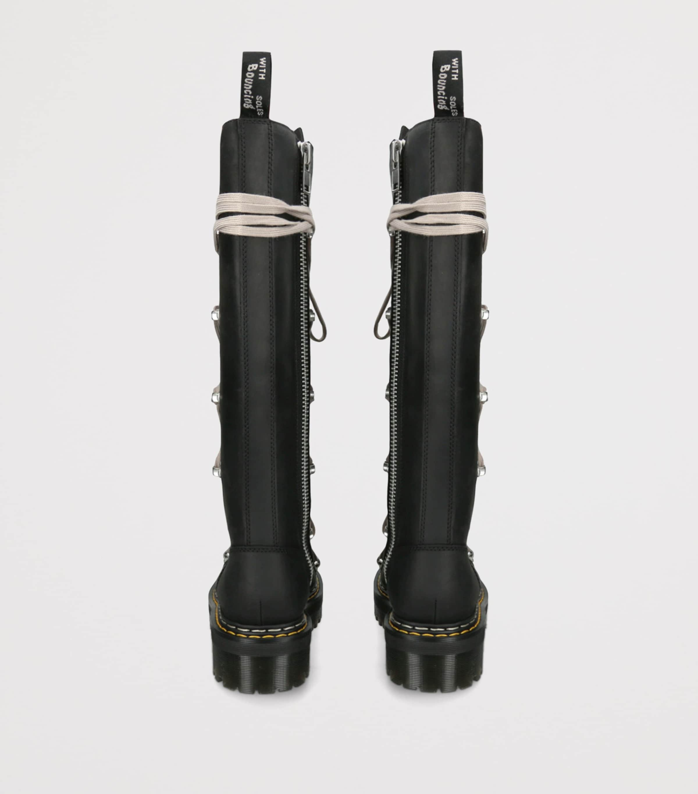 Rick Owens Black x Dr. Martens Leather Quad Sole Pentacle Boots