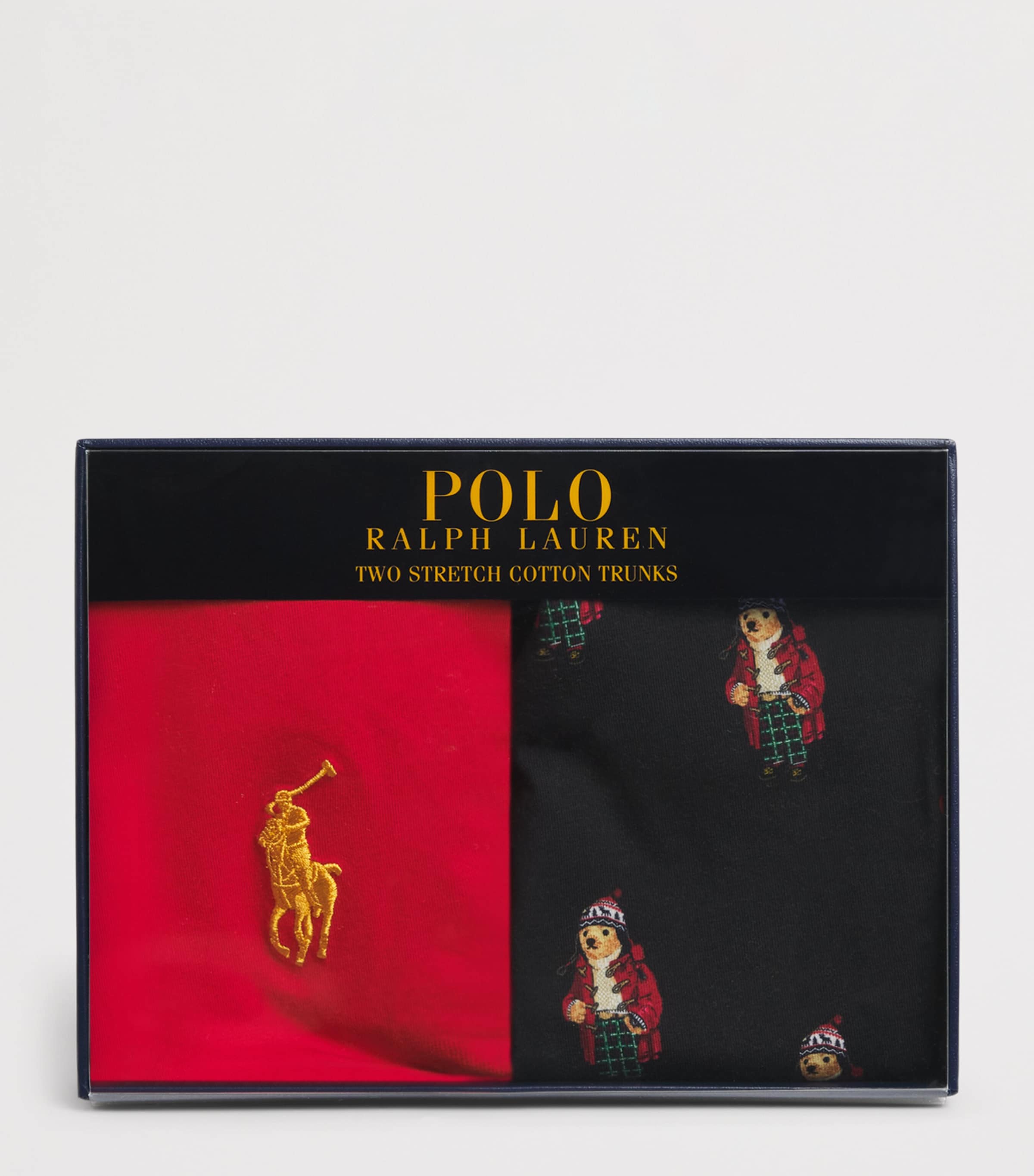 Polo Ralph Lauren Mens Stretch-Cotton Litchfield Trunks (Pack of 2) Prk Av Rd/pl Blk Aob Image 4