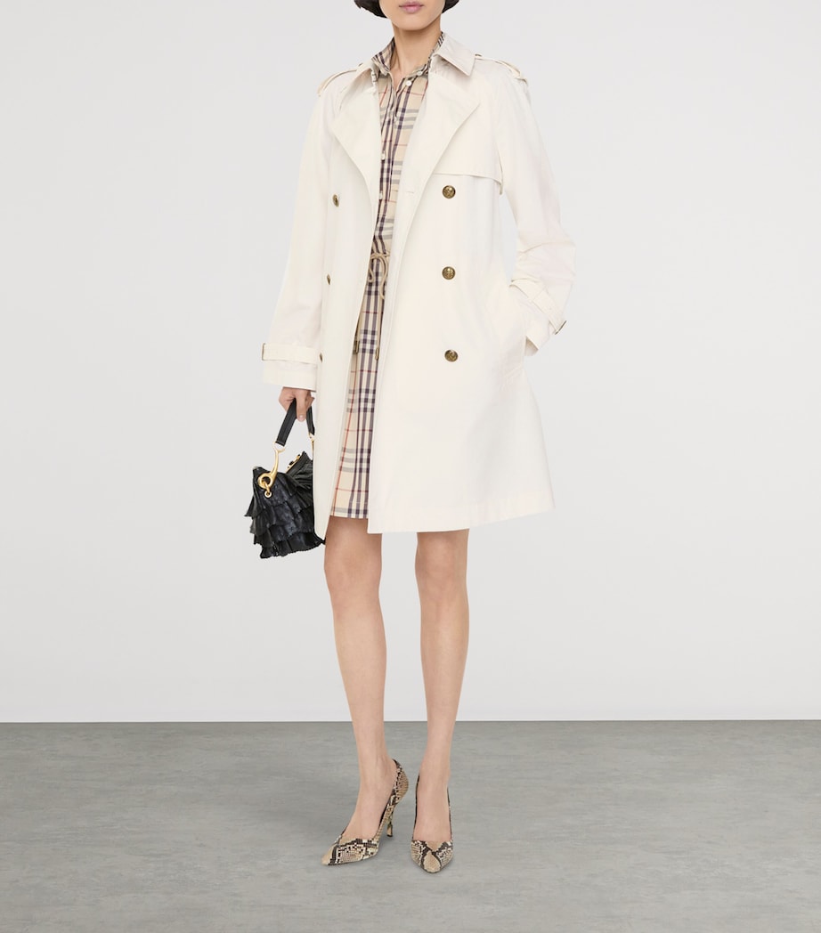 Burberry Womens Mid-Length Belgravia Trench Coat Seashell White Image 5