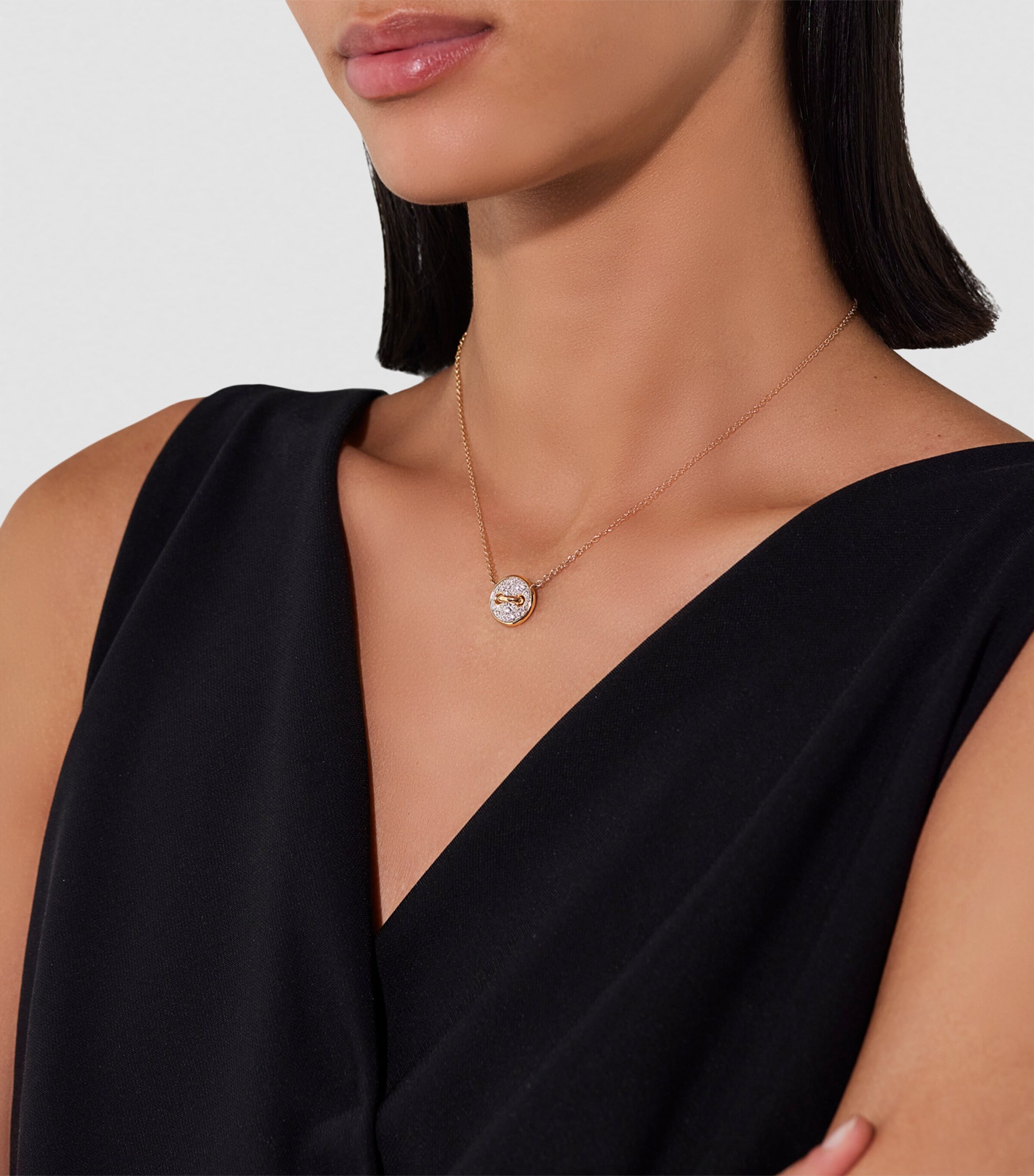 Rose Gold, Diamond and Mother-of-Pearl Pom Pom Dot Necklace DB0MP Image 2