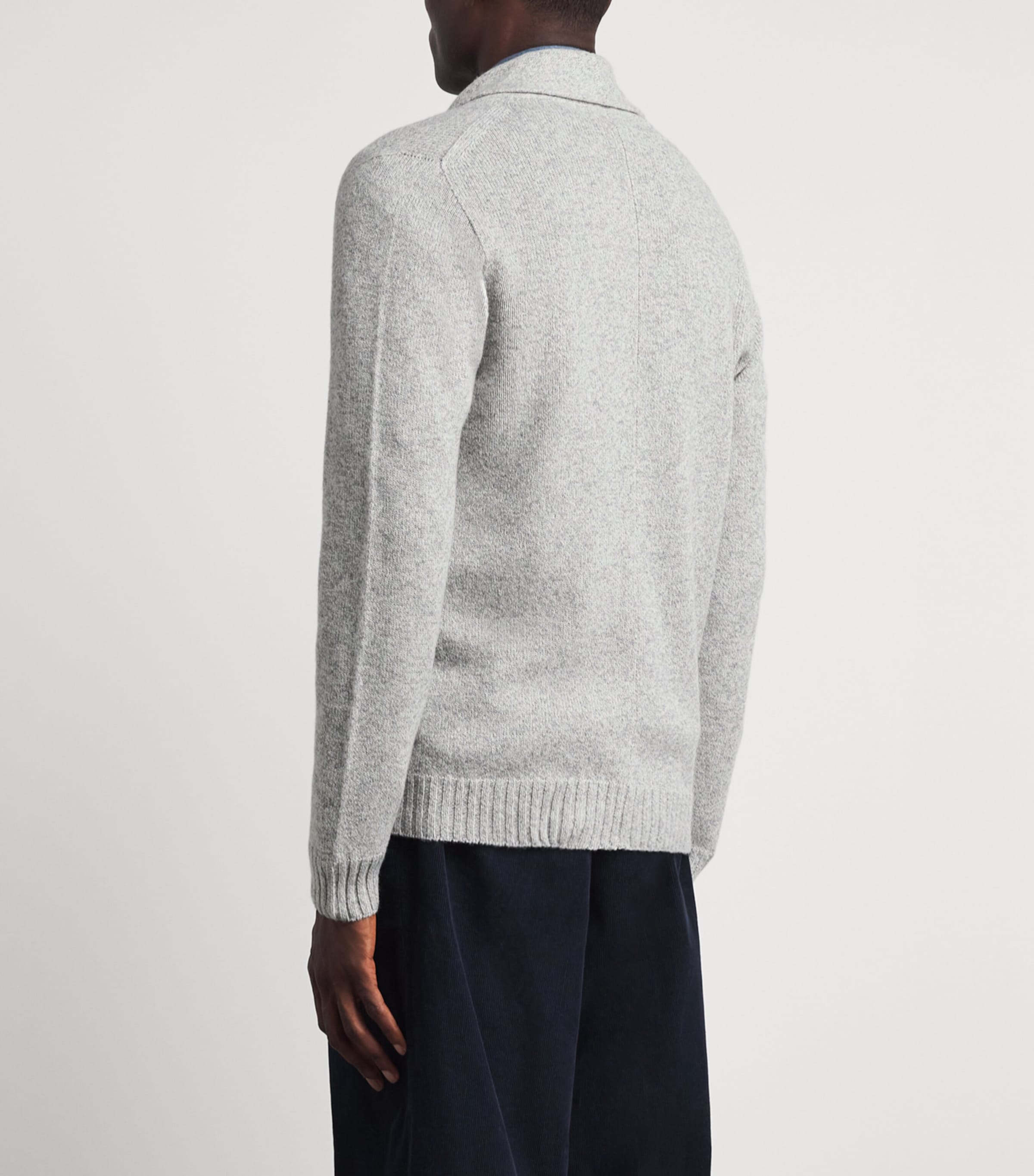 John Smedley Mens Recycled Cashmere-Wool Rockford Shawl Cardigan Polar Image 5