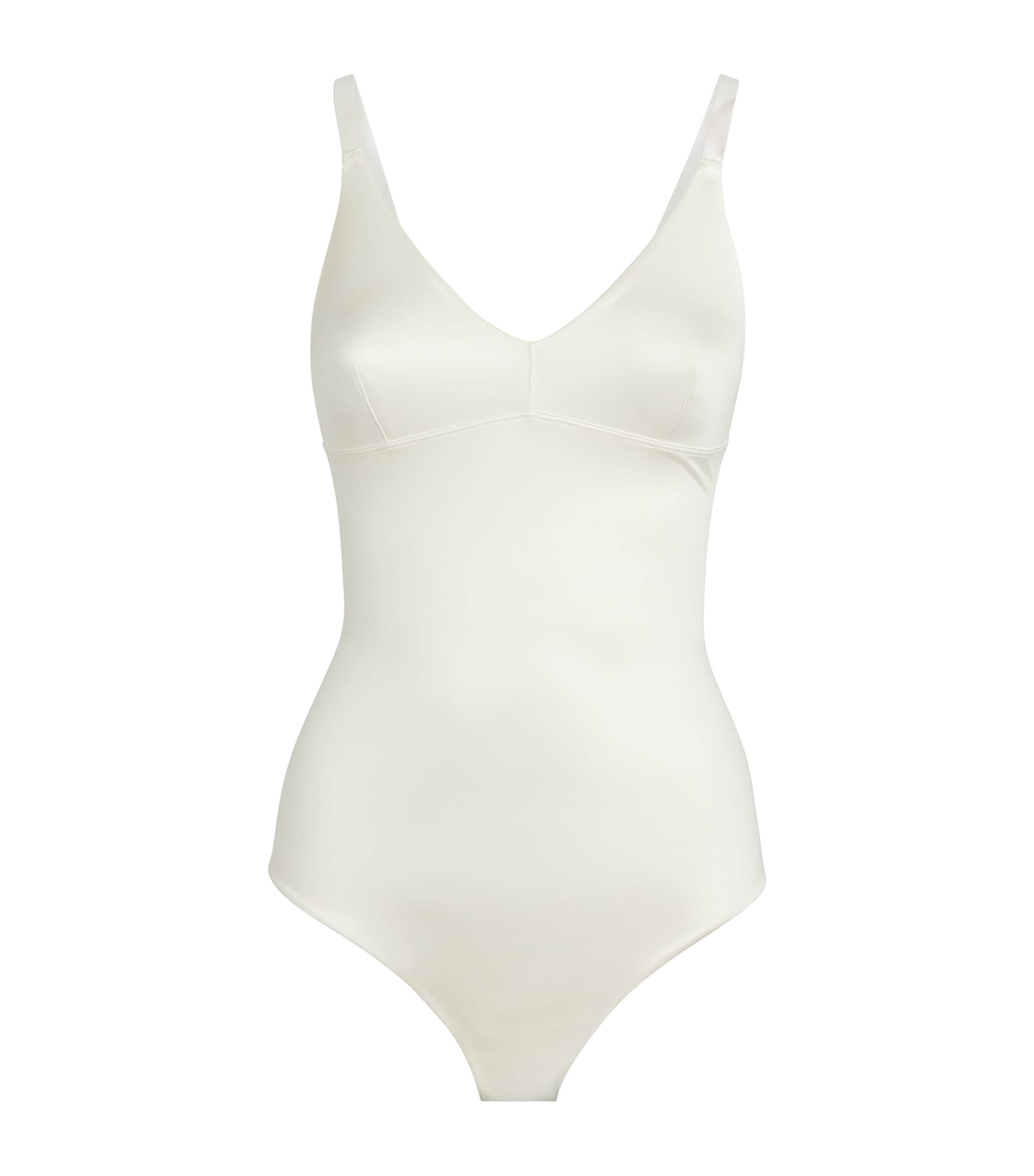 Spanx Shaping Satin Thong Bodysuit - Light Control In White