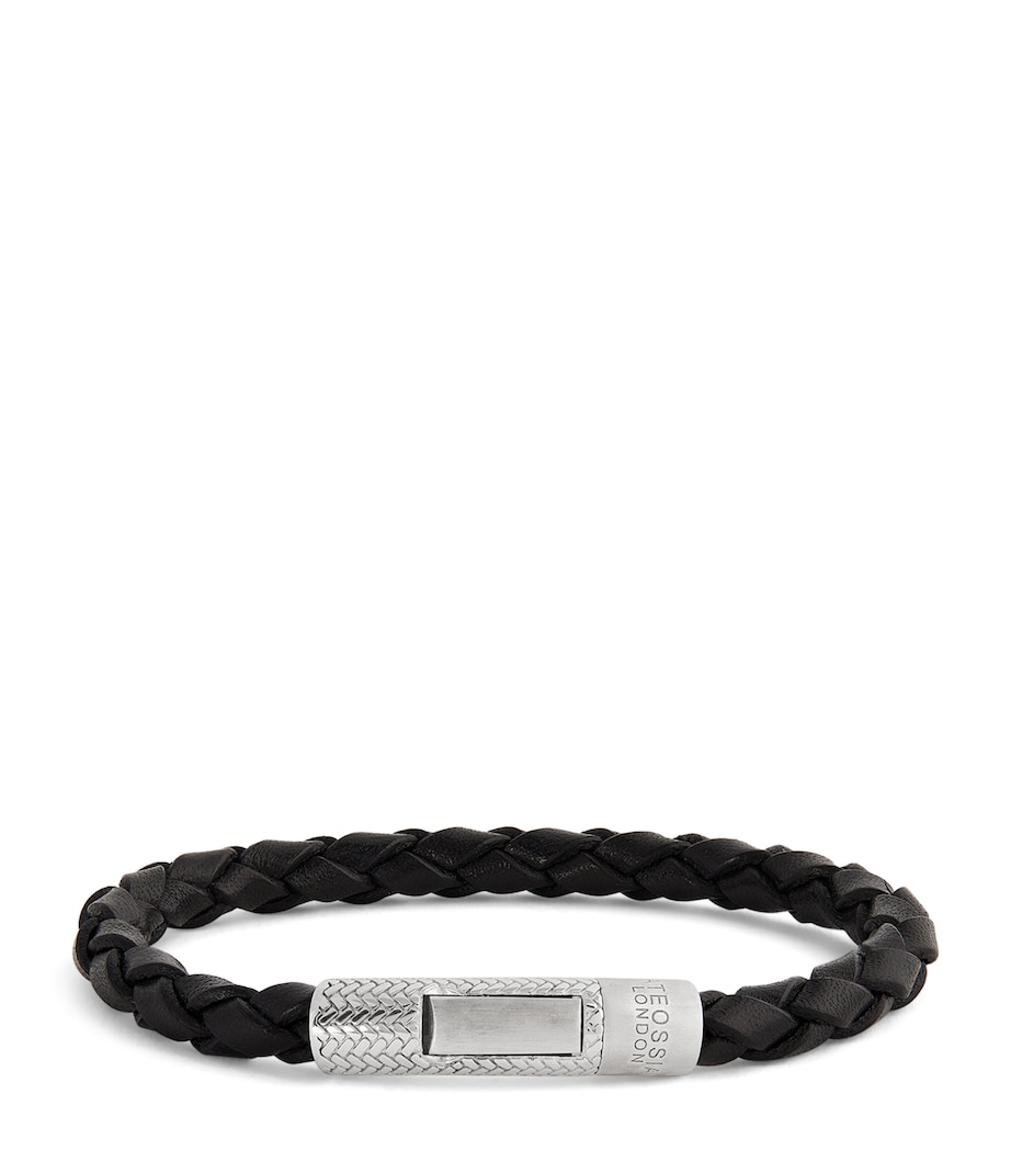Herringbone Click Pelle Bracelet SILVER/ BLACK Image 1