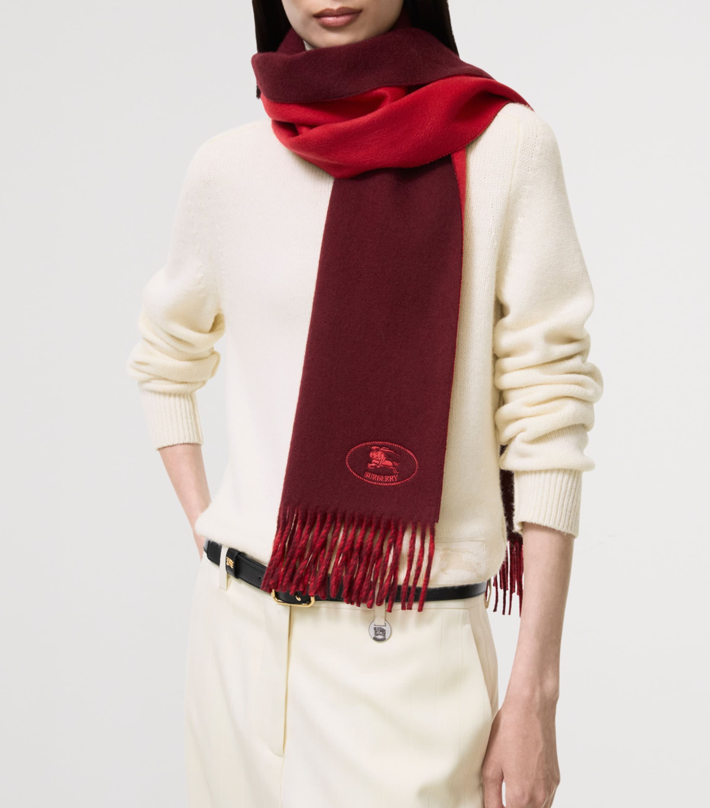Burberry Cashmere EKD Stamp Scarf Oxblood/post Image 2