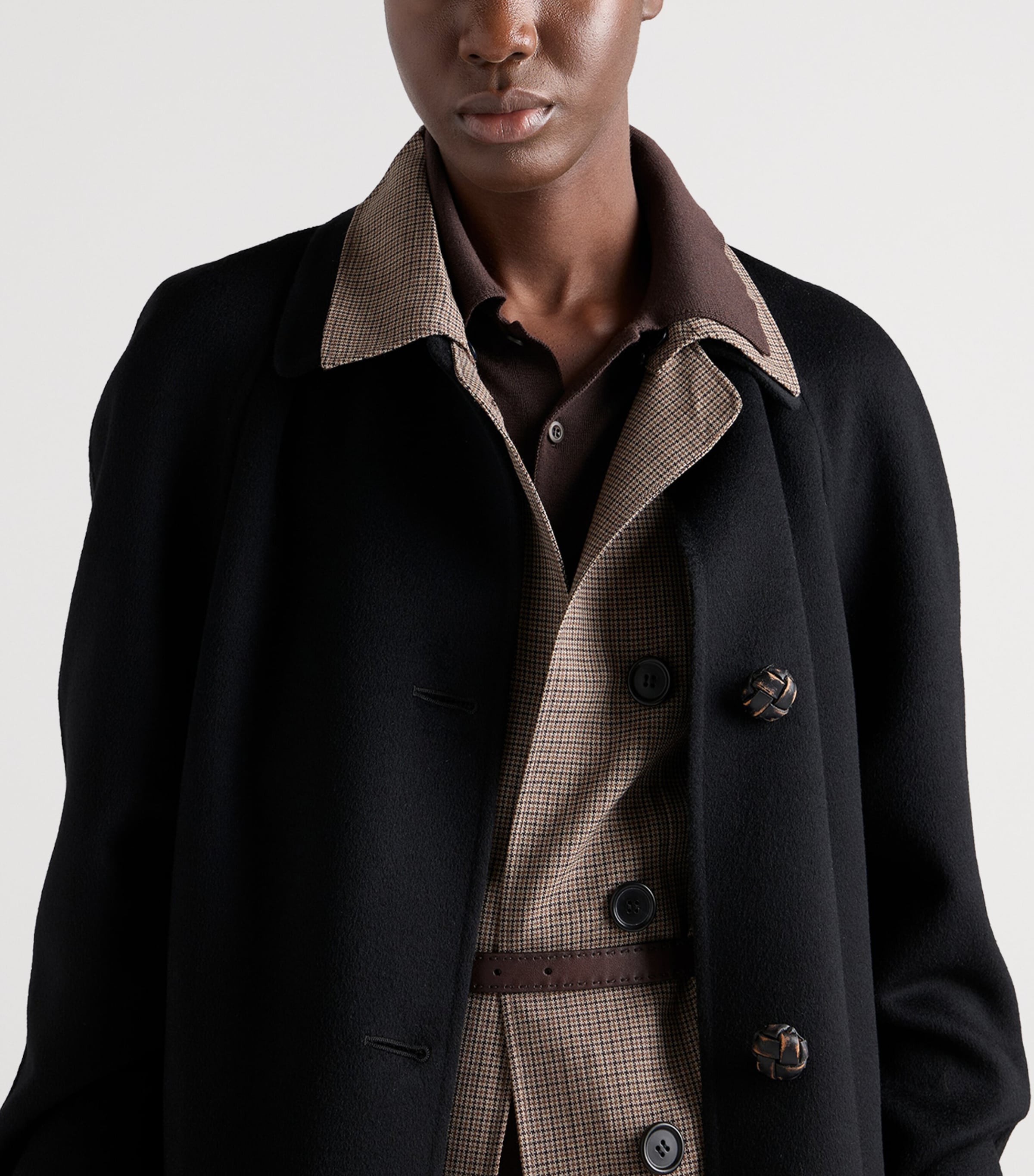Prada Womens Wool-Cashmere Single-Breasted Coat Black Image 3