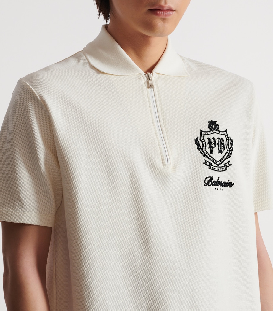 Cotton College Emblem Polo Shirt GAB BLANC/NOIR Image 2
