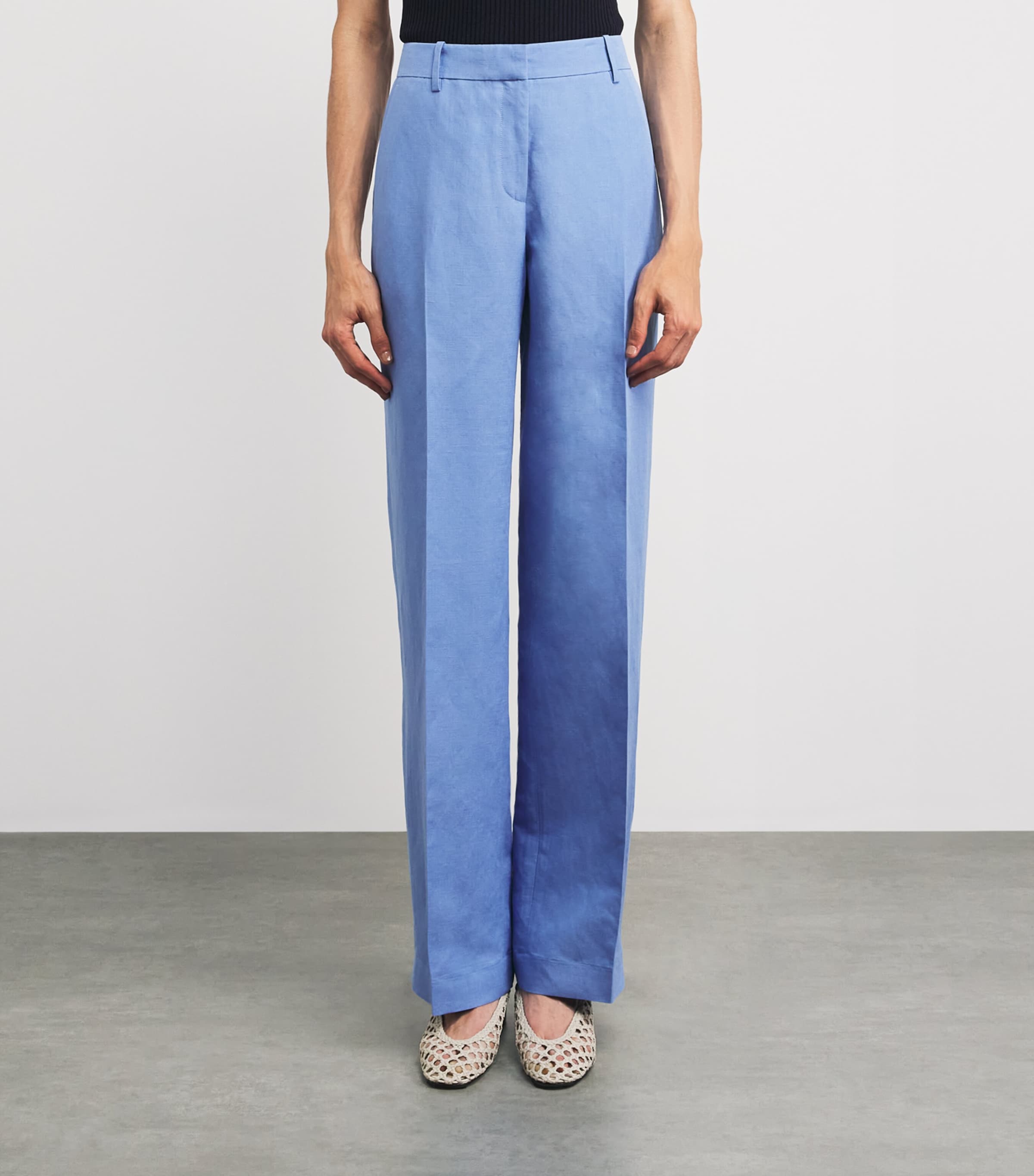 Lafayette 148 Womens Silk-Linen Wide-Leg Trousers Iris Iris Image 4