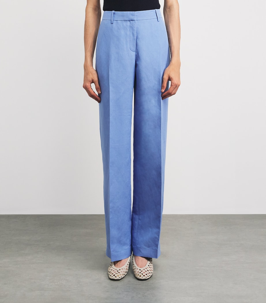Lafayette 148 Womens Silk-Linen Wide-Leg Trousers Iris Iris Image 4