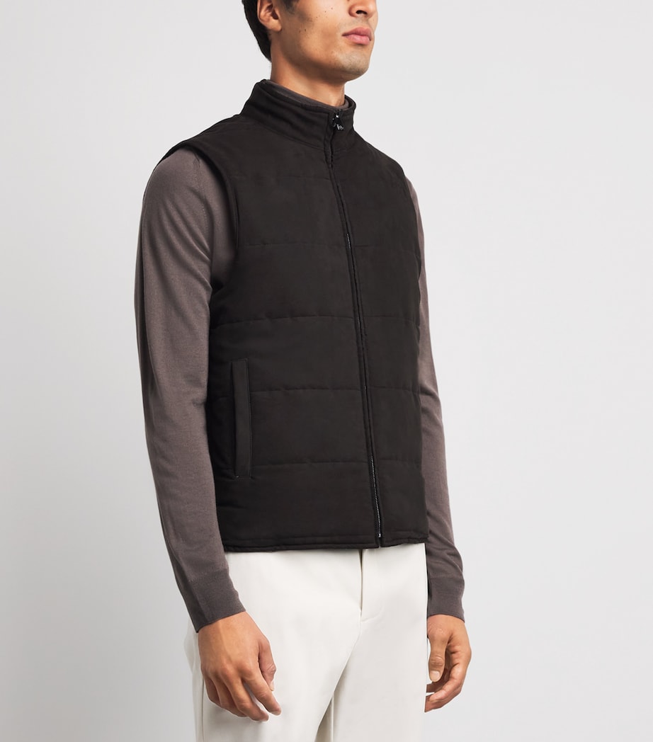 Corneliani Mens Wool-Cashmere Reversible Gilet Dark Brown Image 6