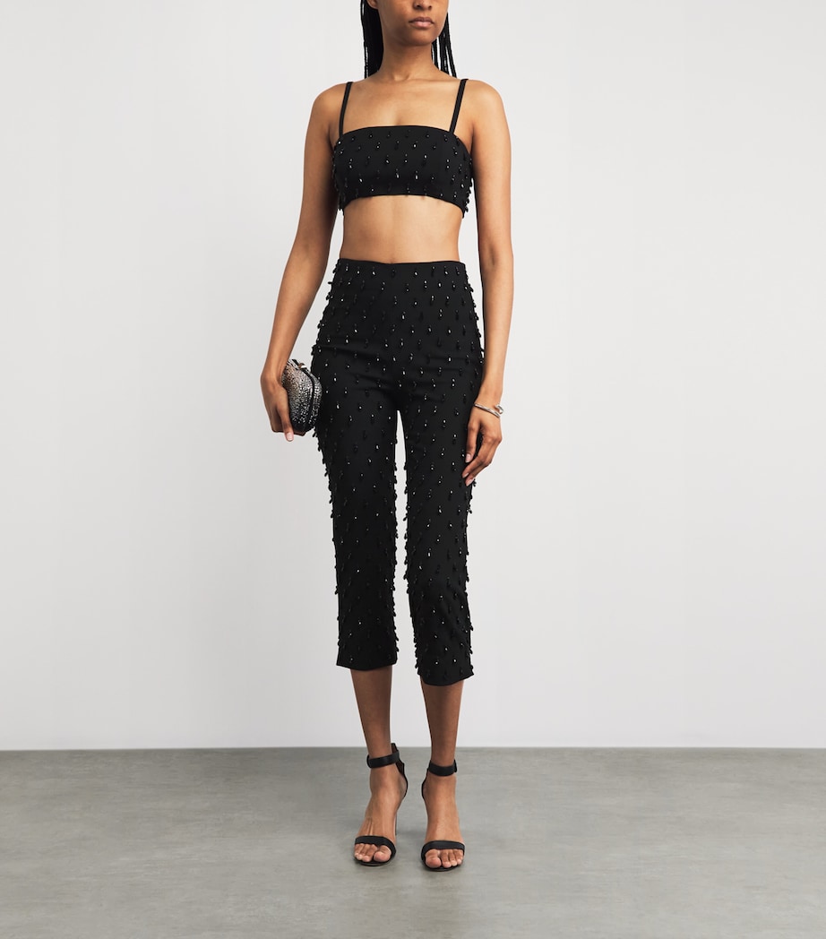 Carolina Herrera Womens Stretch-Wool Embellished Cropped Camila Trousers Black Image 2