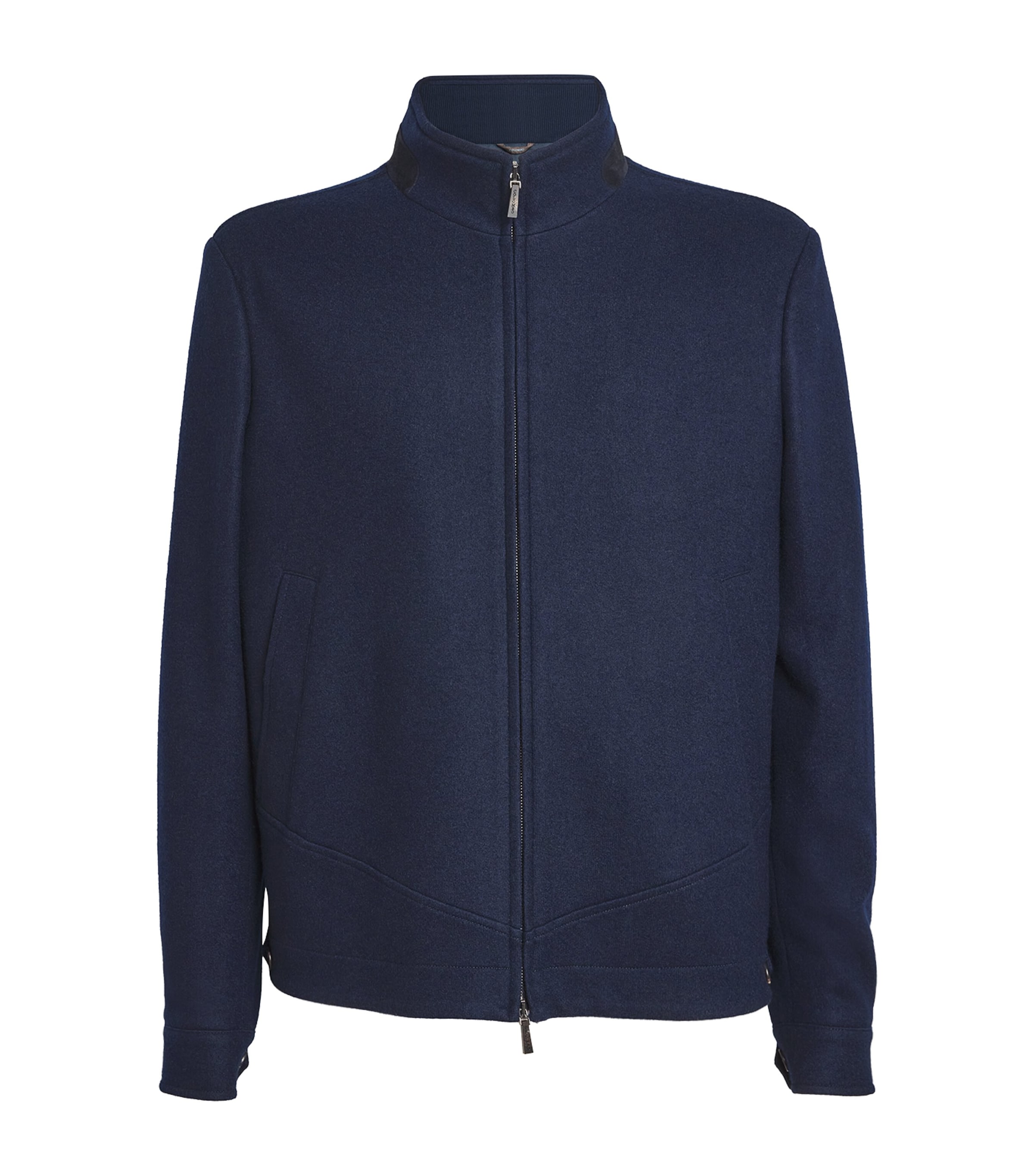 Shop Colombo Cashmere-blend Suede Trim Jacket In Navy