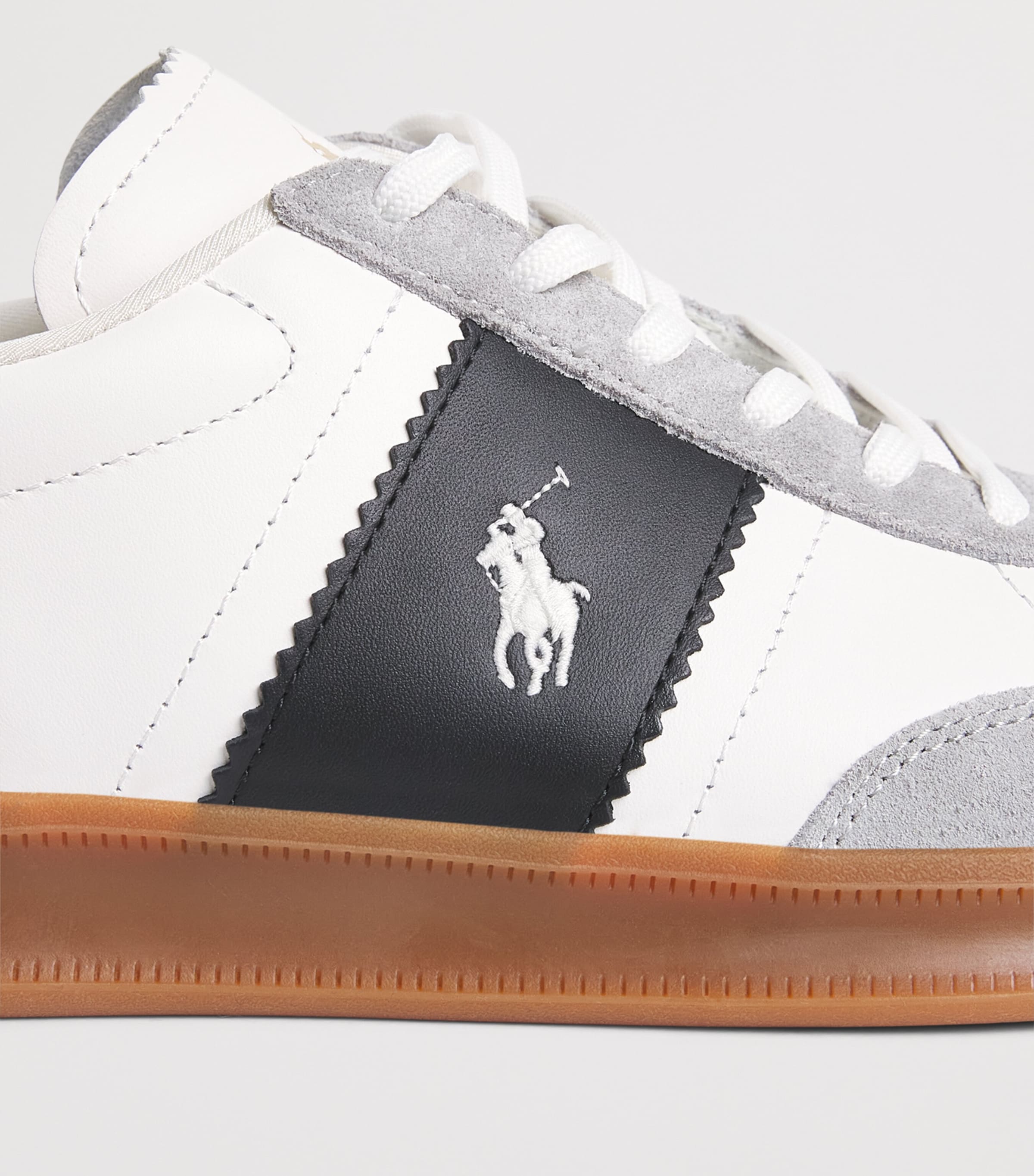 Polo Ralph Lauren Leather-Blend Heritage Court Sneakers White/black/sft Grey Image 7