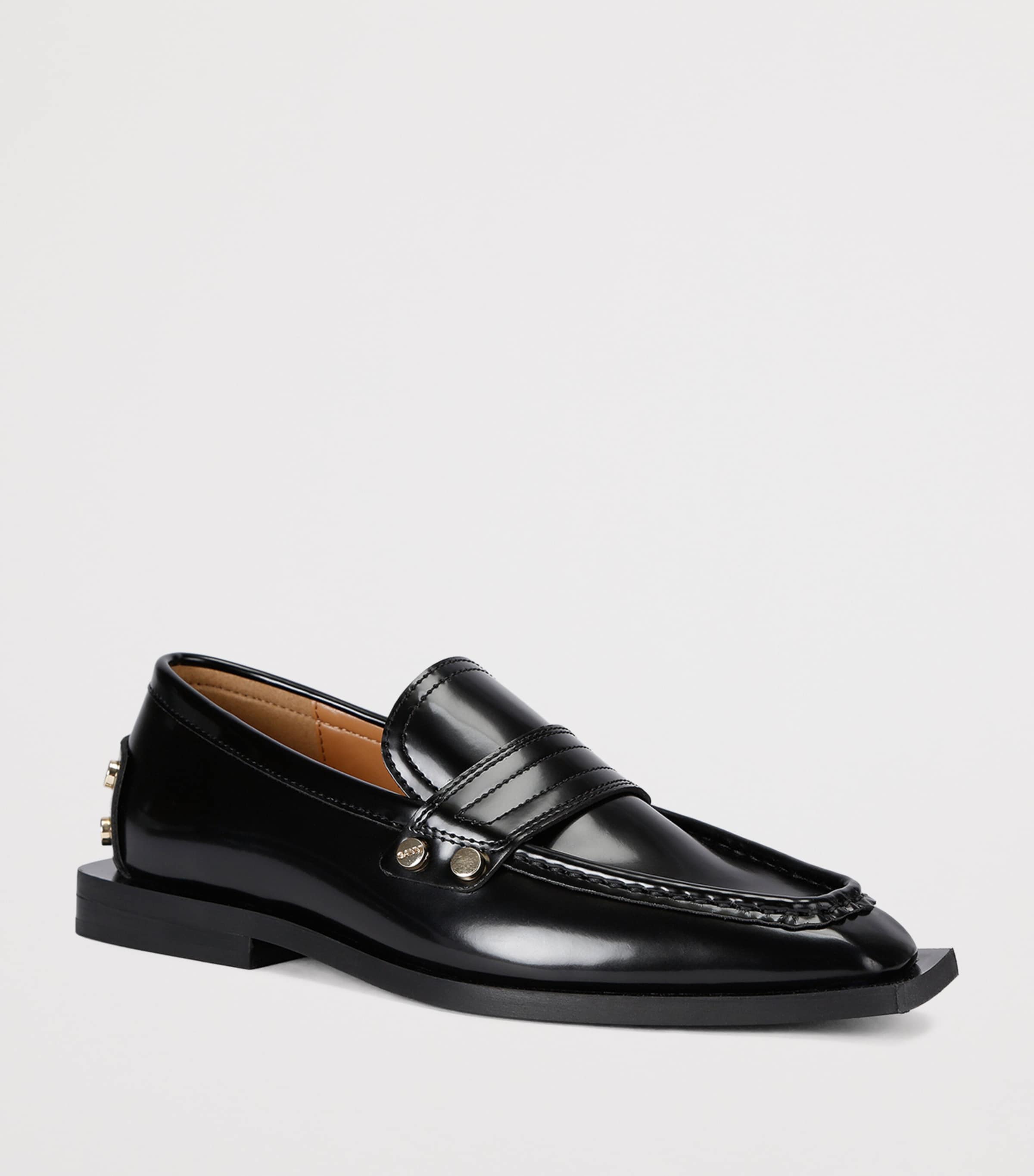 GANNI Studded Square-Toe Loafers Black Image 3