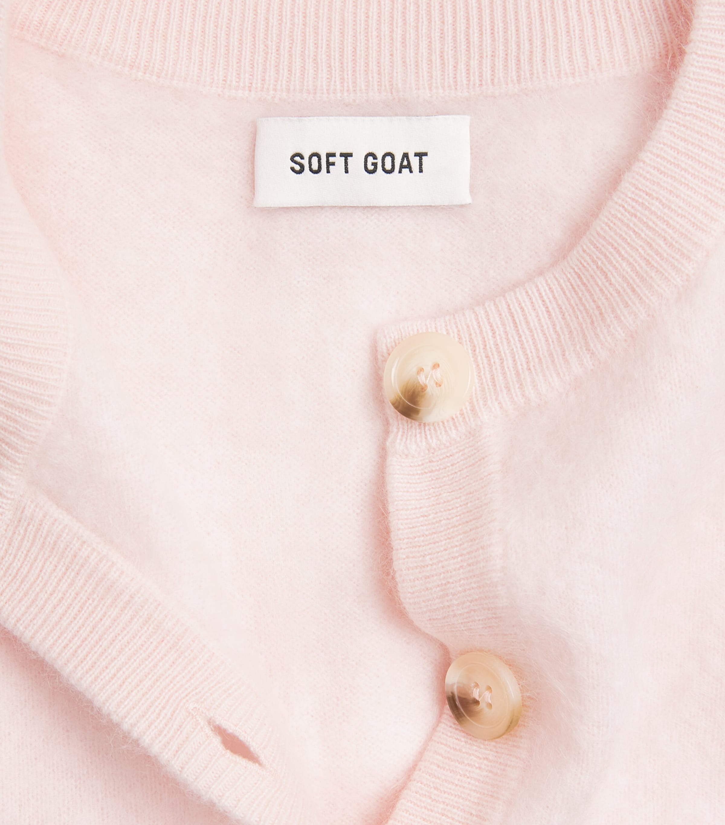 Soft Goat Womens Cashmere Short-Sleeve Cardigan Powder Image 6