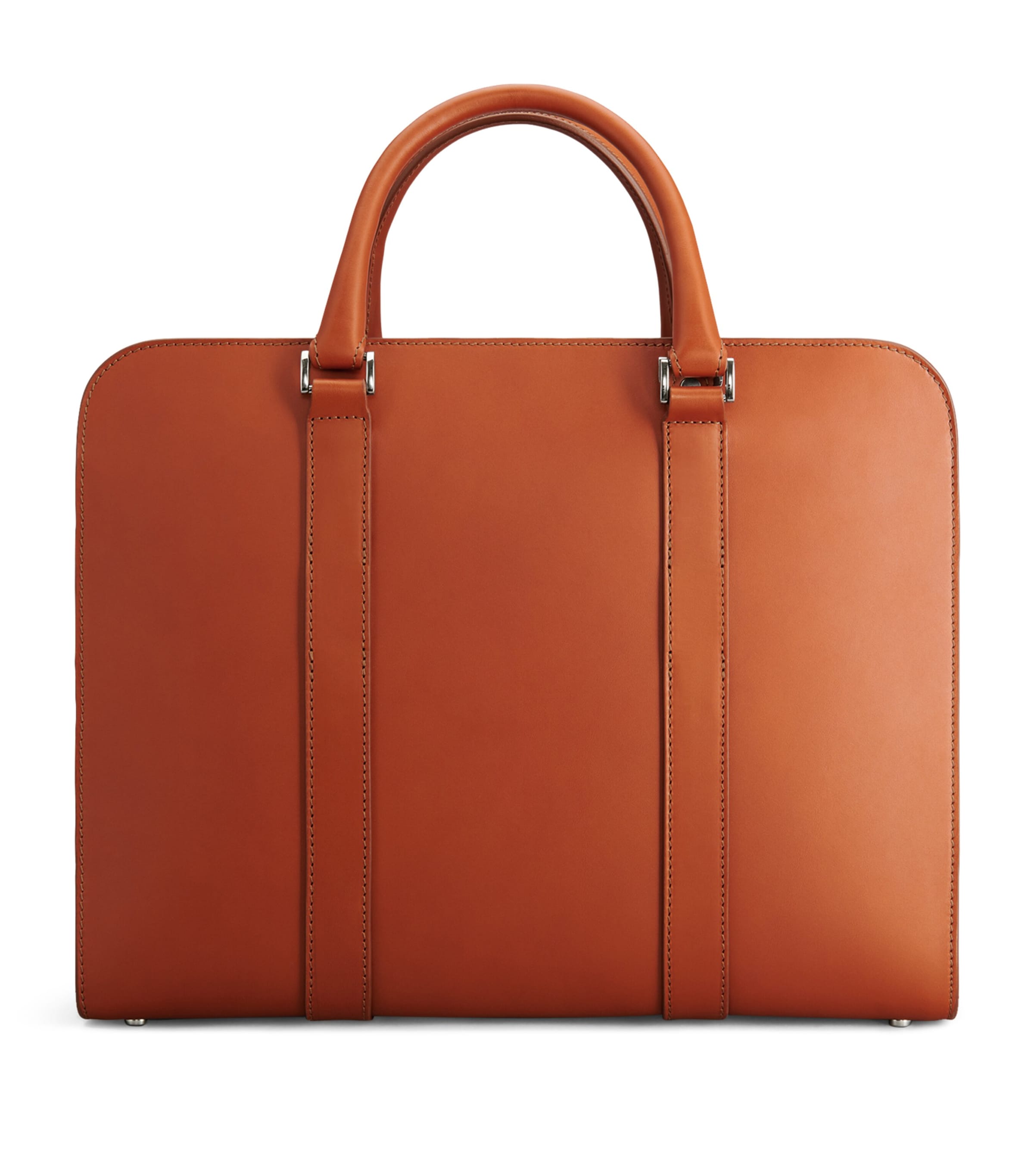Leather Palissy Double Briefcase COGNAC/ GREY Image 3