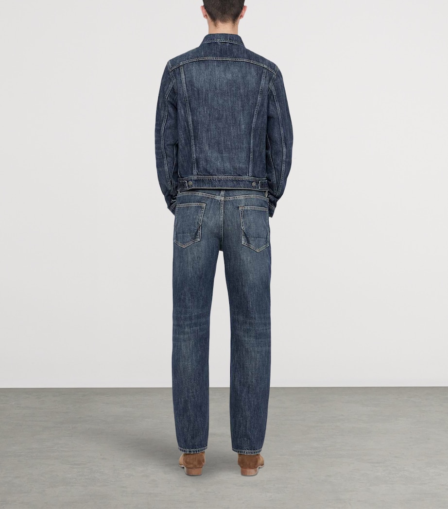 AllSaints Mens Denim Trucker Jacket Dark Indigo Image 7