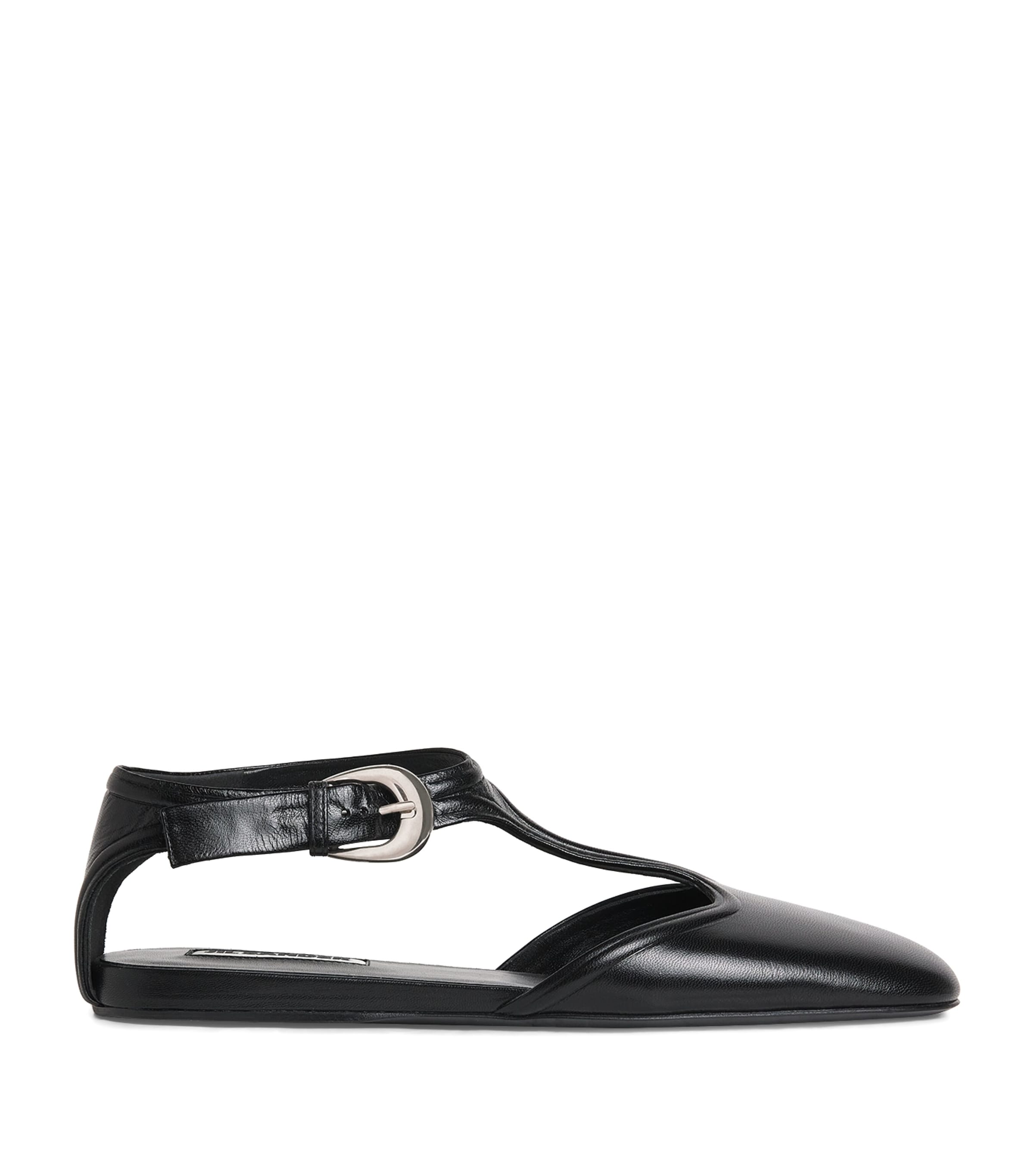 Jil Sander Leather Buckled Flats | Harrods US
