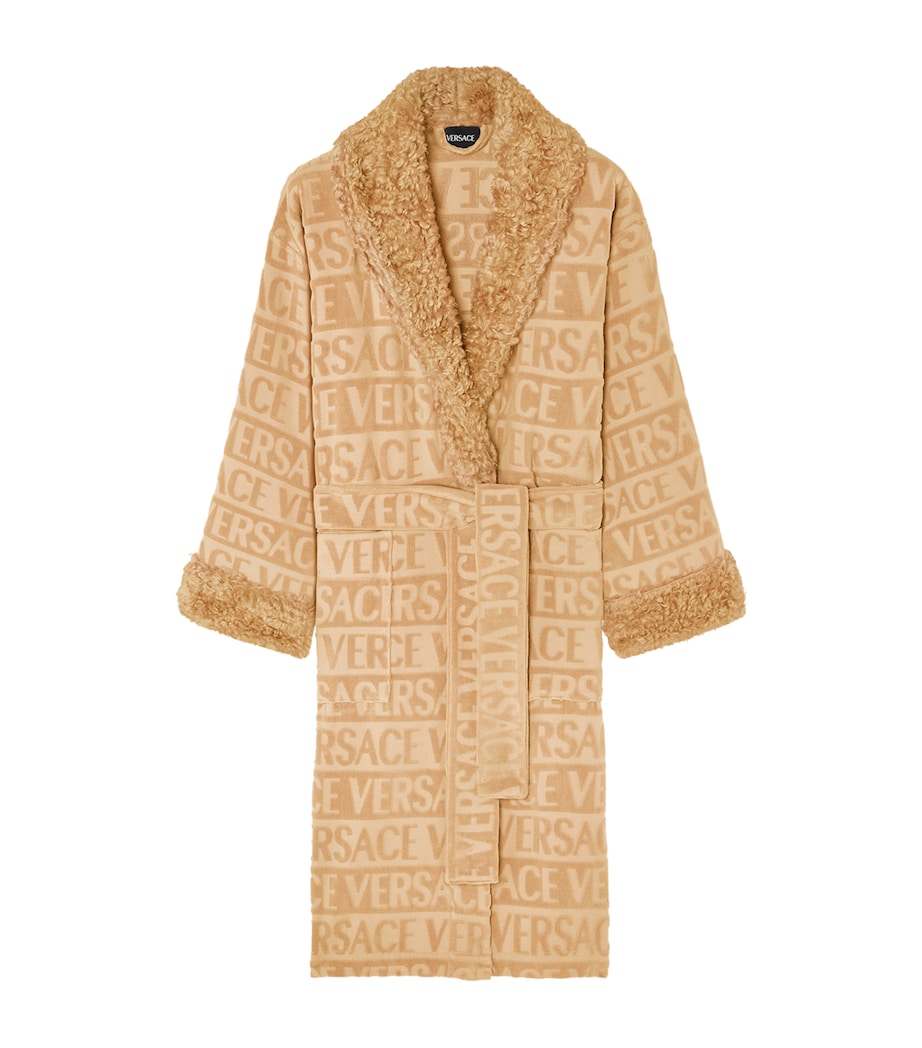 Faux Fur-Trim Monogram Dressing Gown D ANTHRCT/NOISETTE Image 1