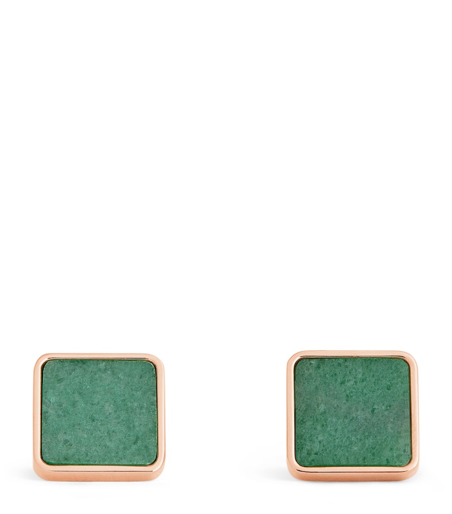Rose Gold-Plated Key Stone Cufflinks GREEN Image 1