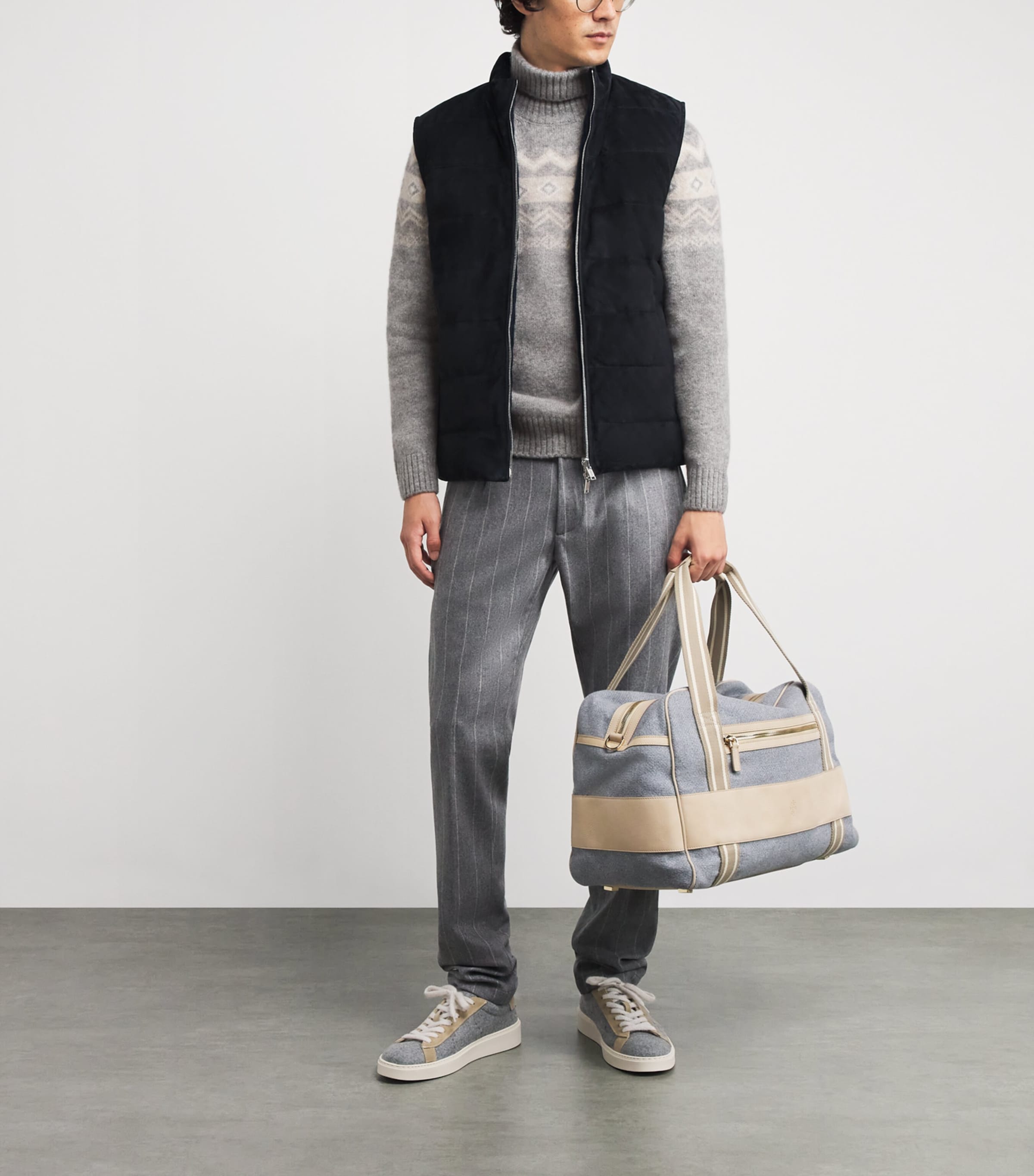 Cashmere-Blend Jacquard Sweater GRIGIO CHIARO, SABBI Image 2