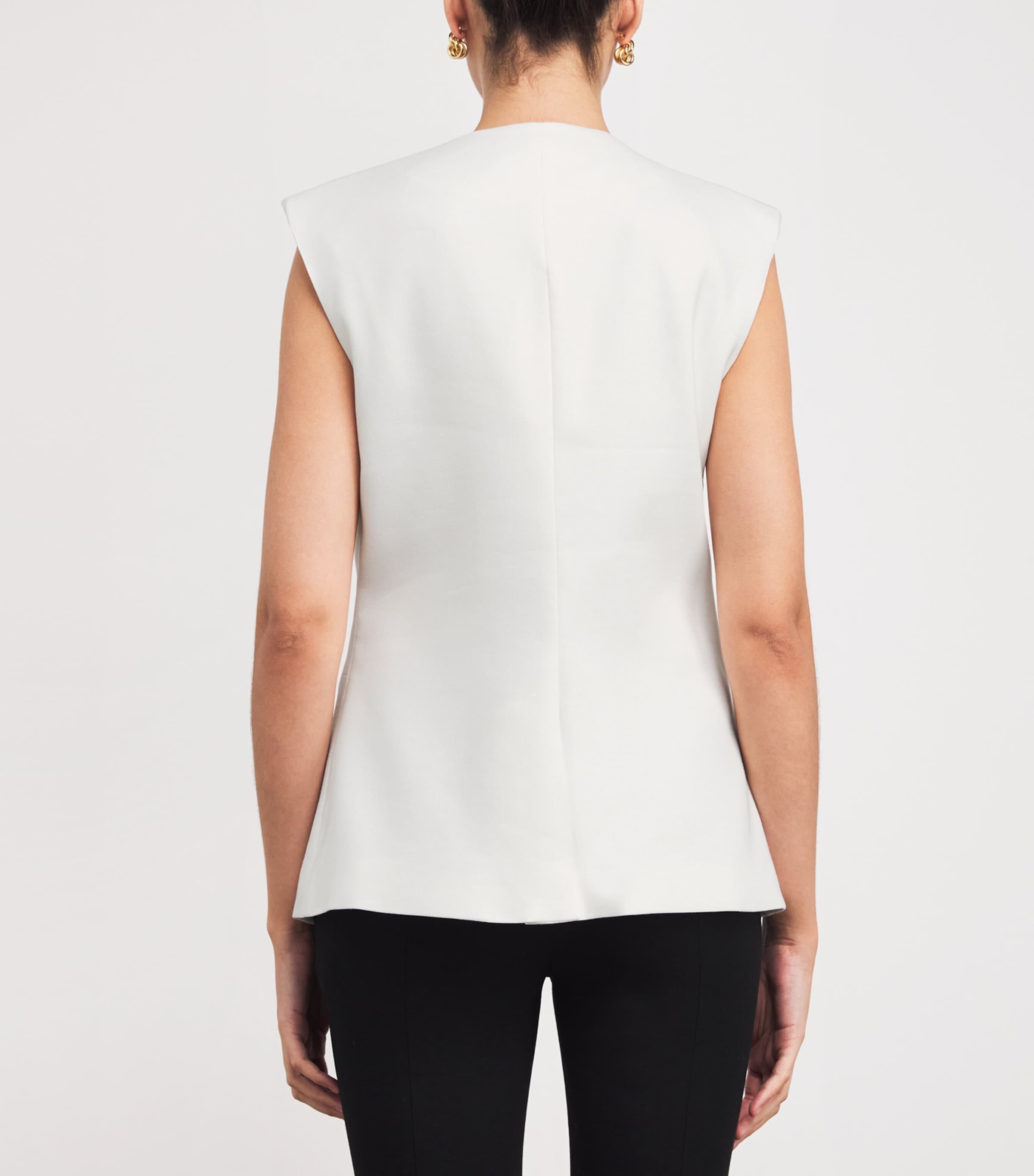 Linen-Blend Sleeveless Tamara Blazer W0002 OFF WHITE Image 4