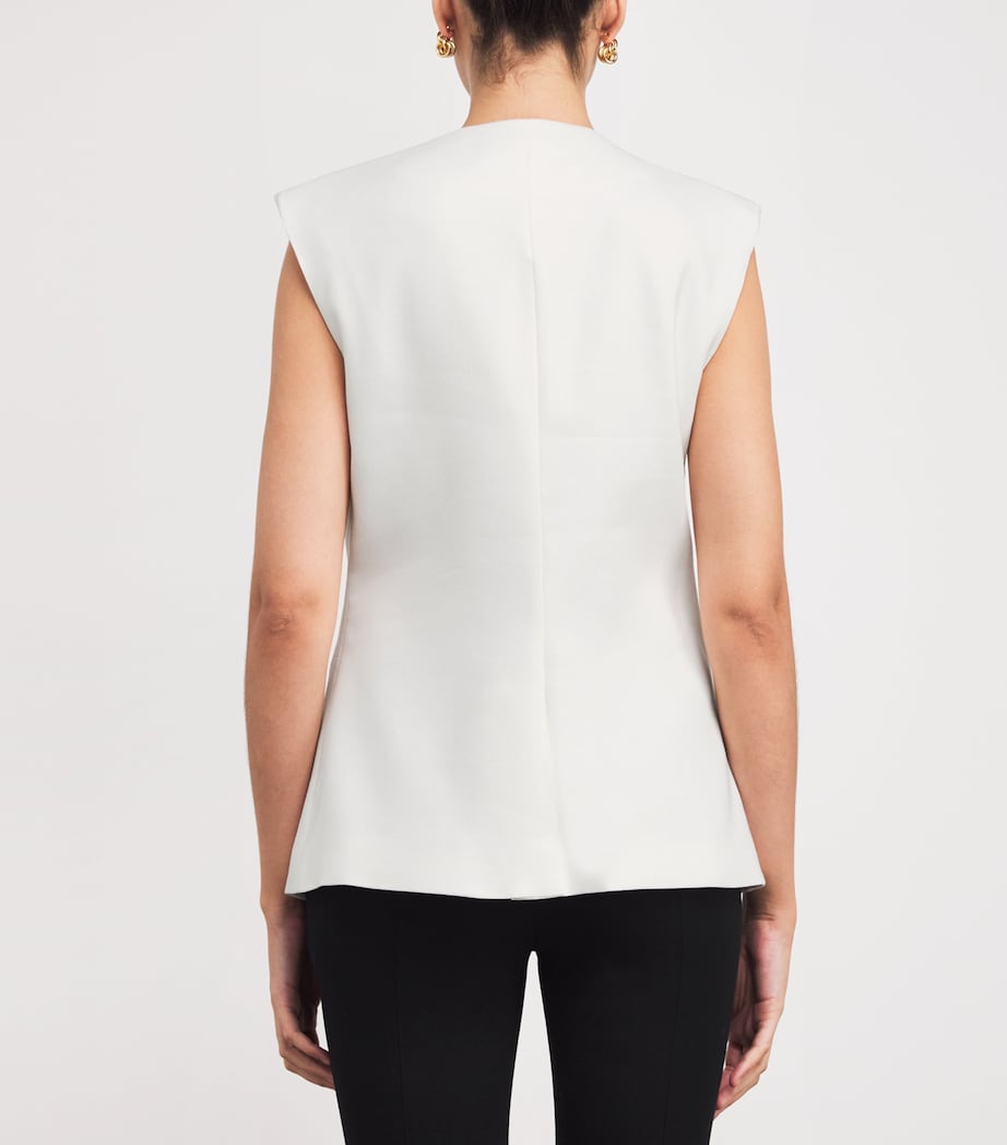 Linen-Blend Sleeveless Tamara Blazer W0002 OFF WHITE Image 4