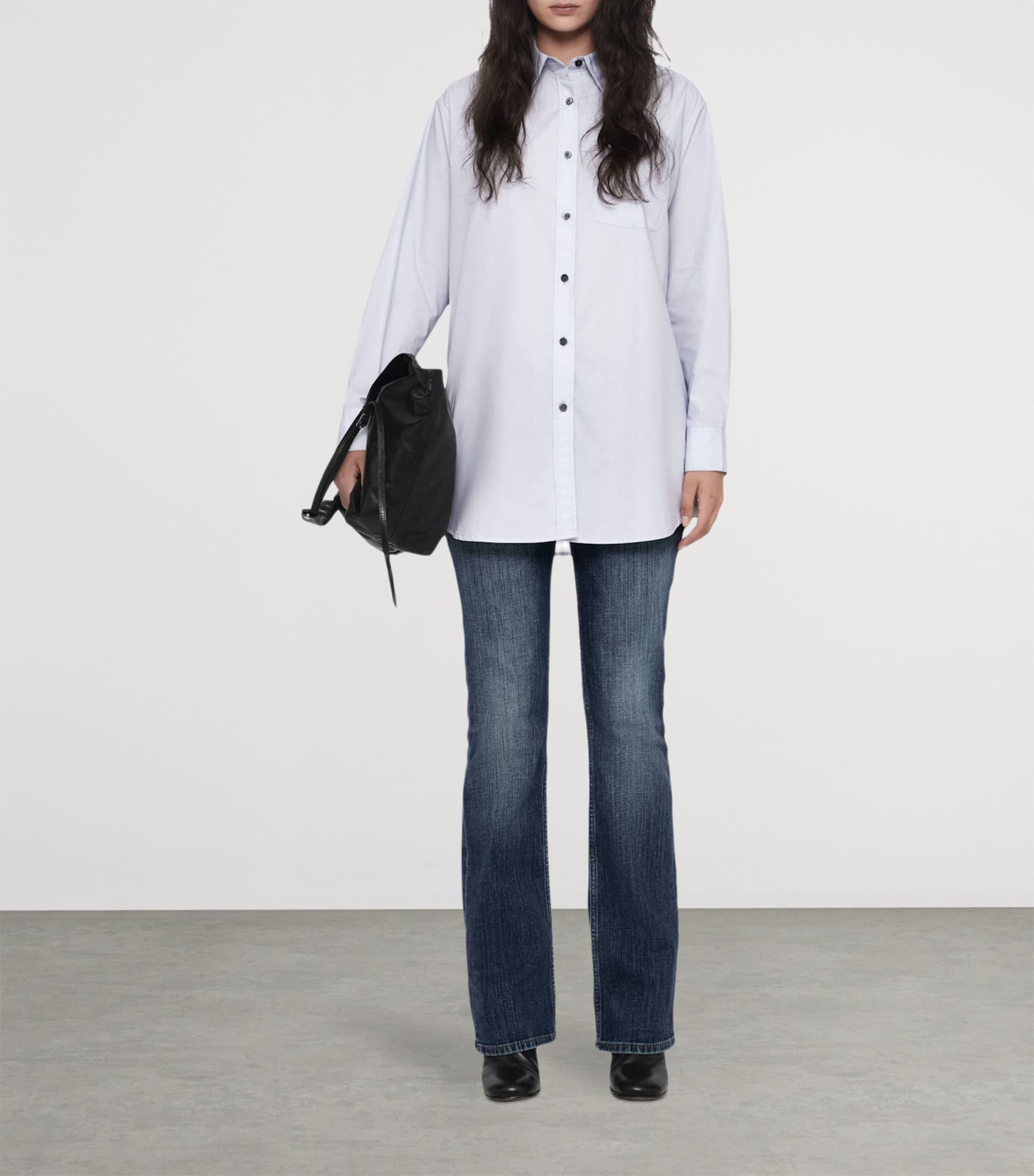 AllSaints Womens Organic Cotton Kaia Oversized Shirt Ice Blue Image 2