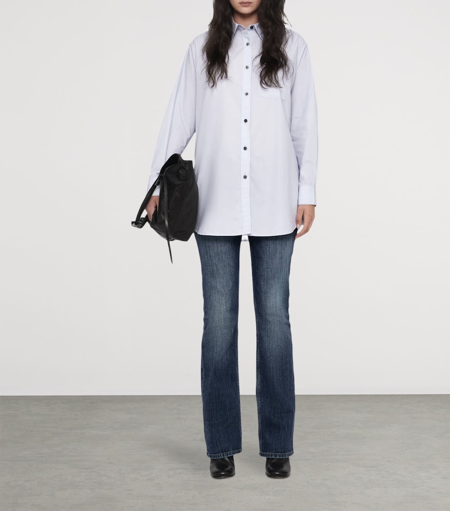 AllSaints Womens Organic Cotton Kaia Oversized Shirt Ice Blue Image 2