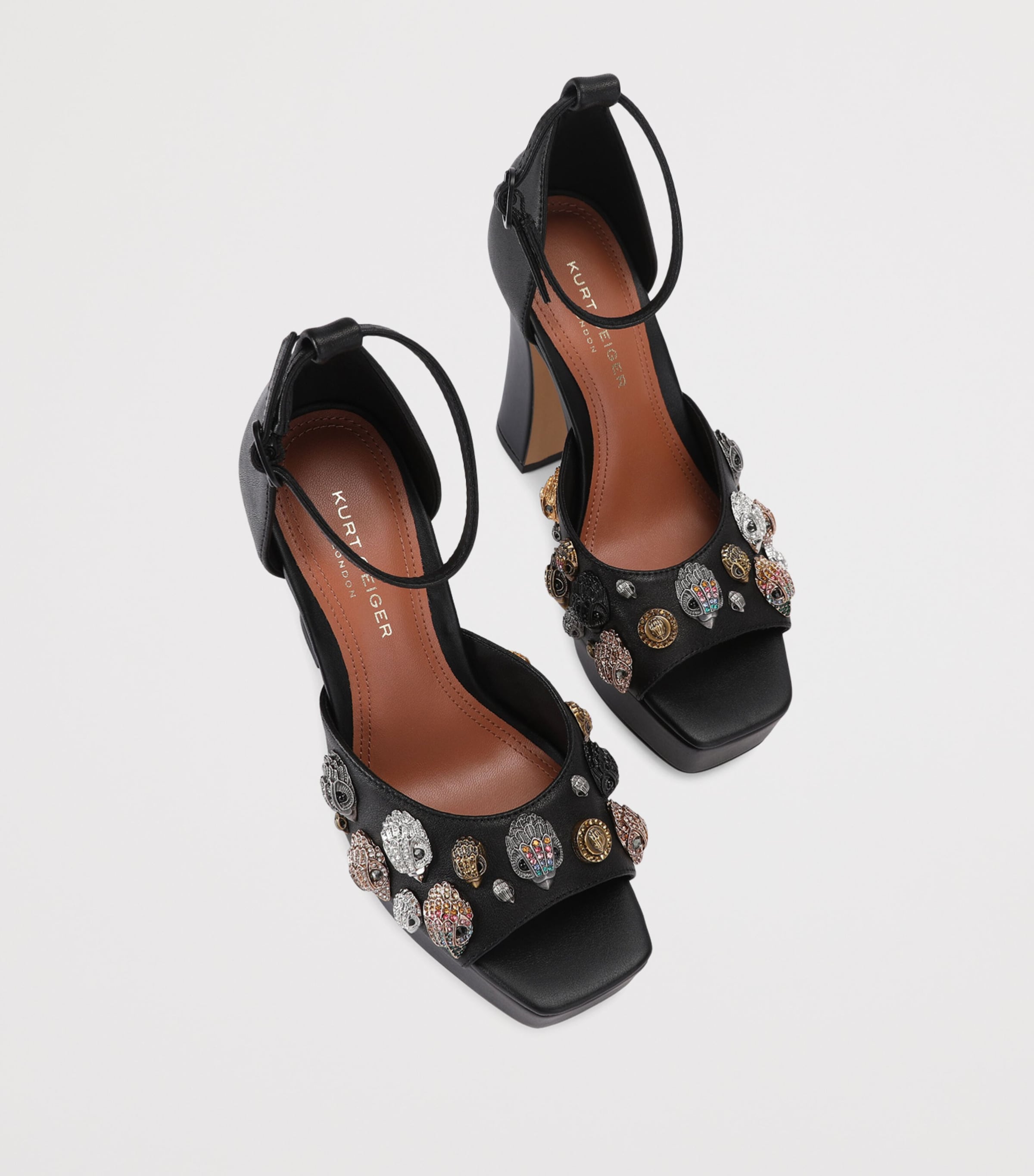 Kurt Geiger London Leather Embellished Eagles Platform Sandals 13 Black Image 4