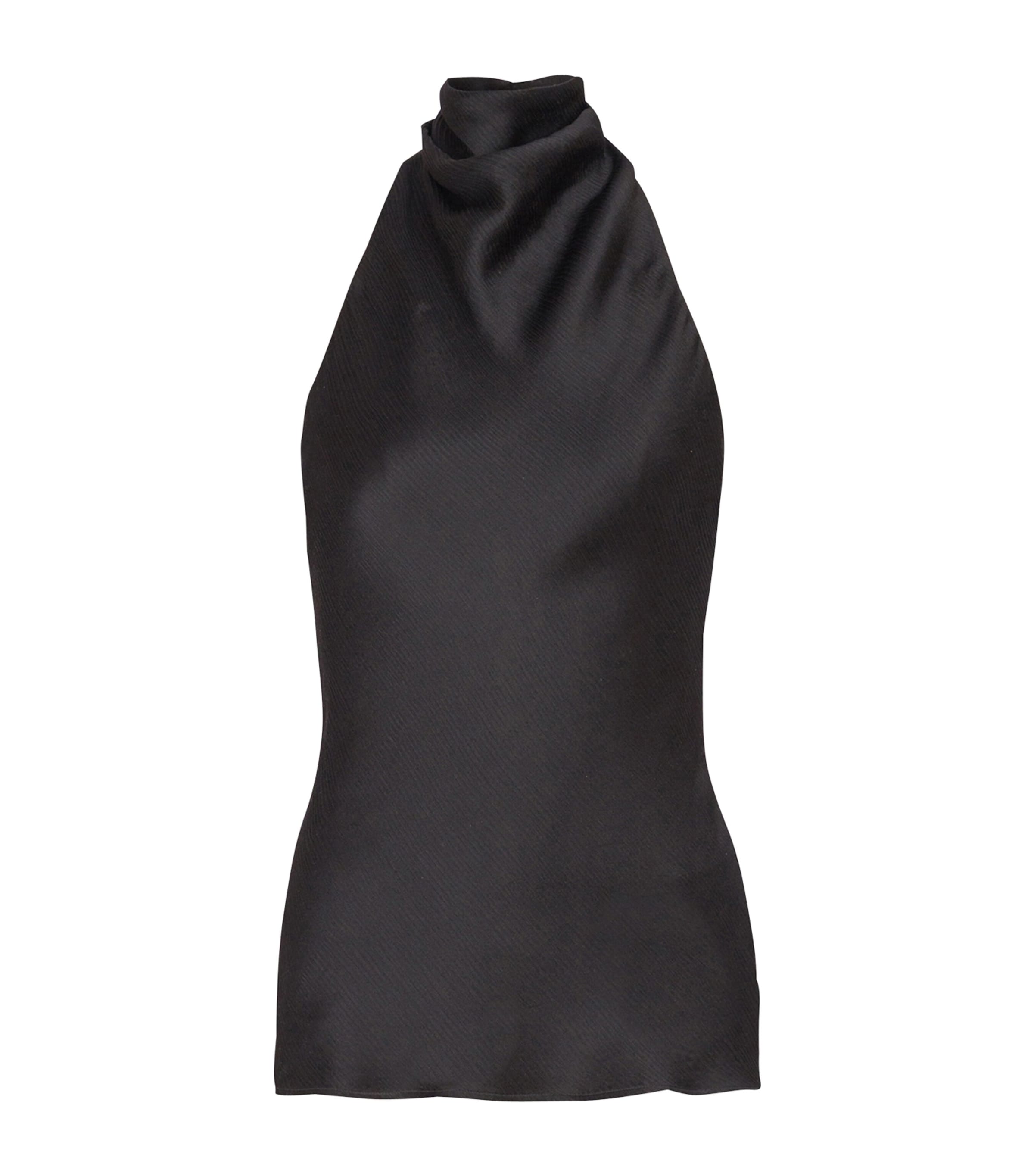Balmain Halterneck Sleeveless Backless Draped Neckline Fitted Silhouette In Black