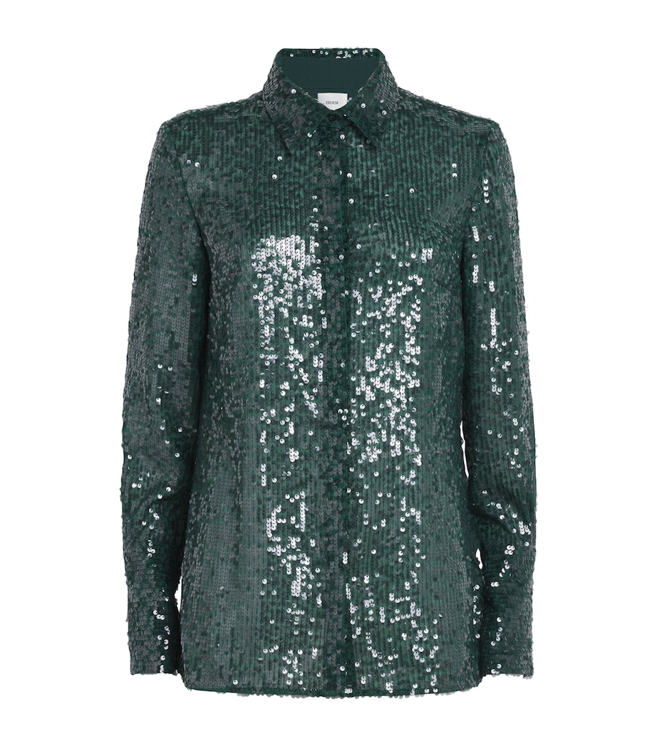 Chiffon Sequinned Shirt DARK GREEN Image 1