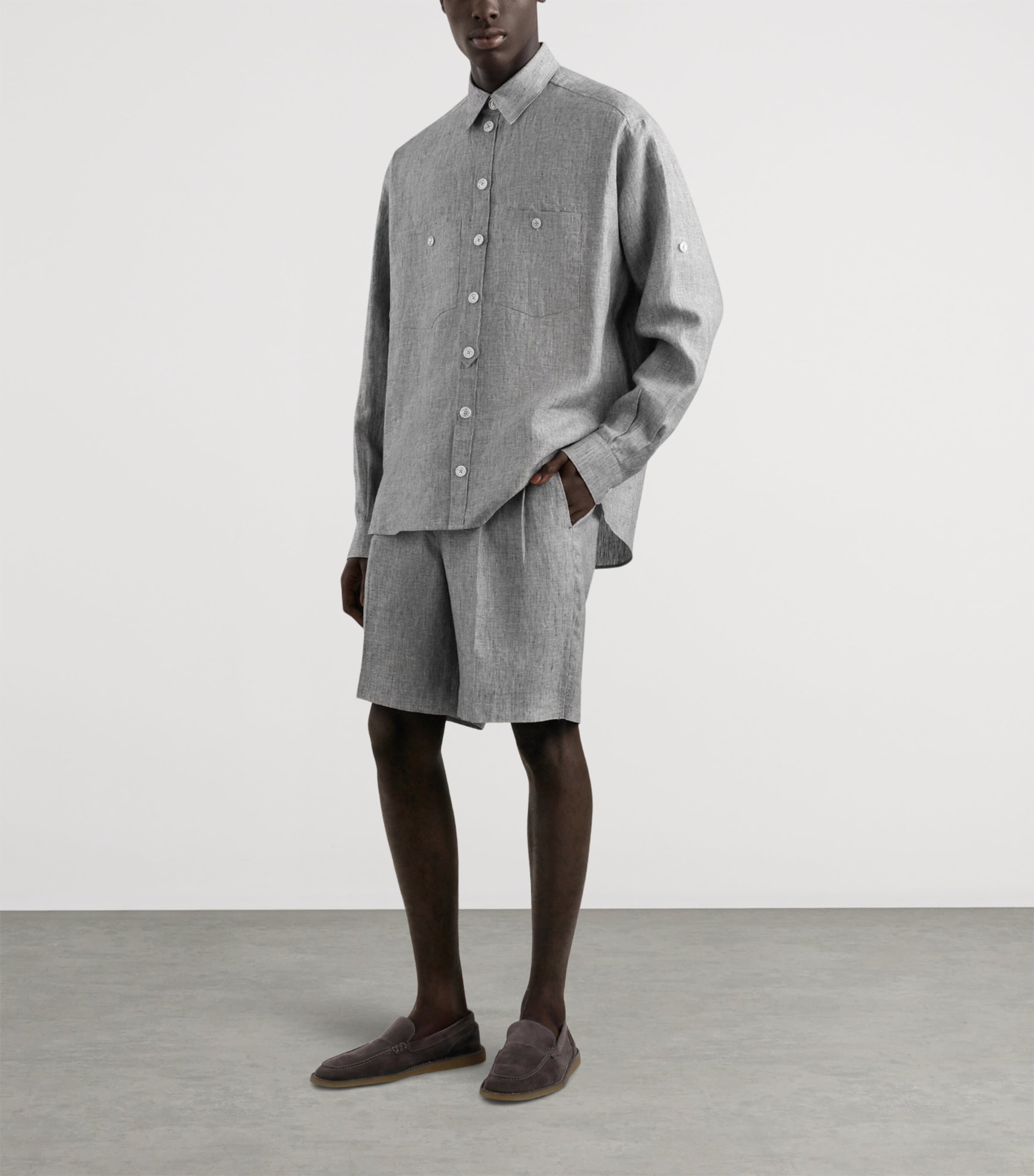 Linen Shirt S8290-MELANGE GREY Image 2