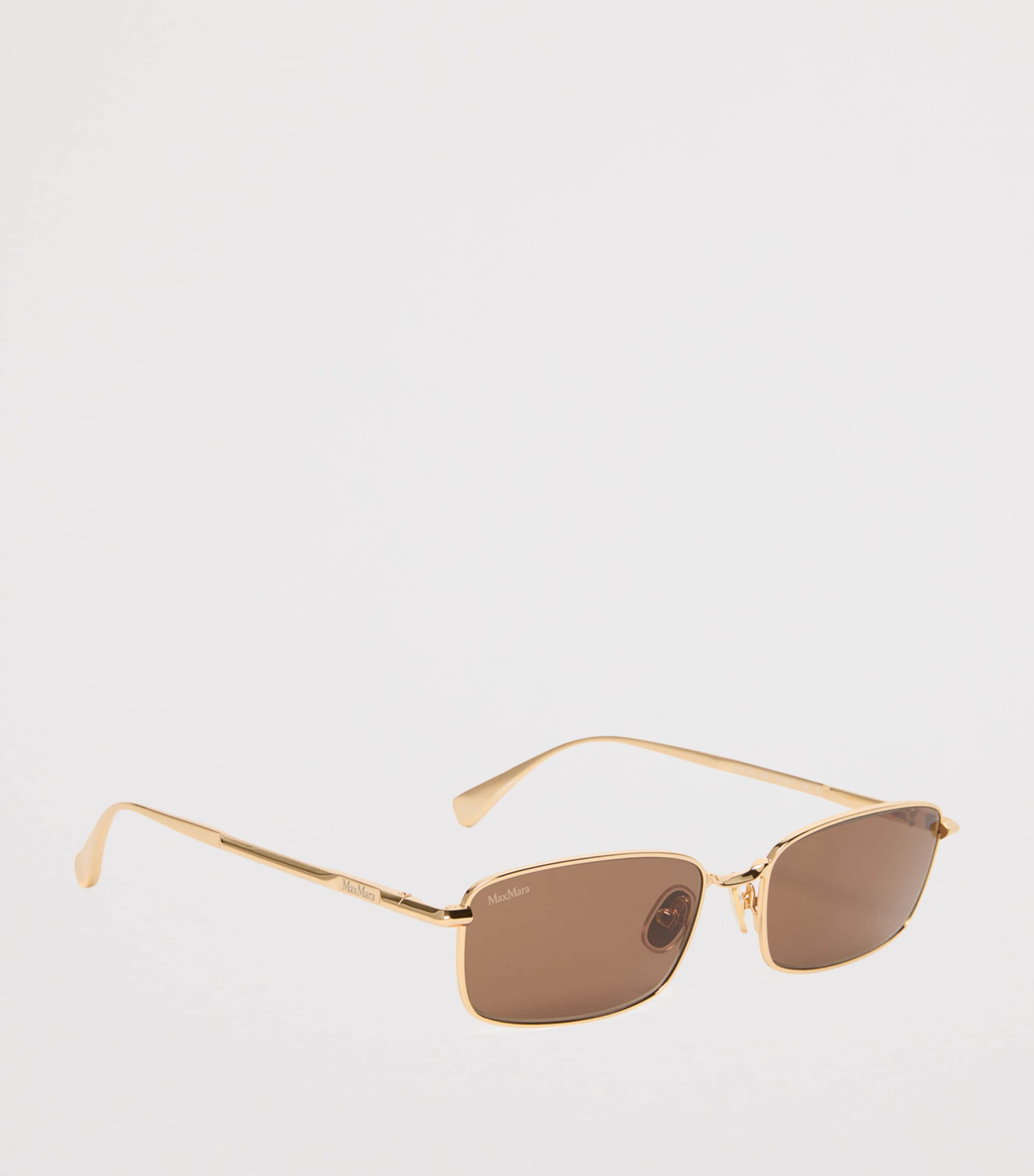 Max Mara Metal Rectangular Sunglasses Gold Brown Image 2