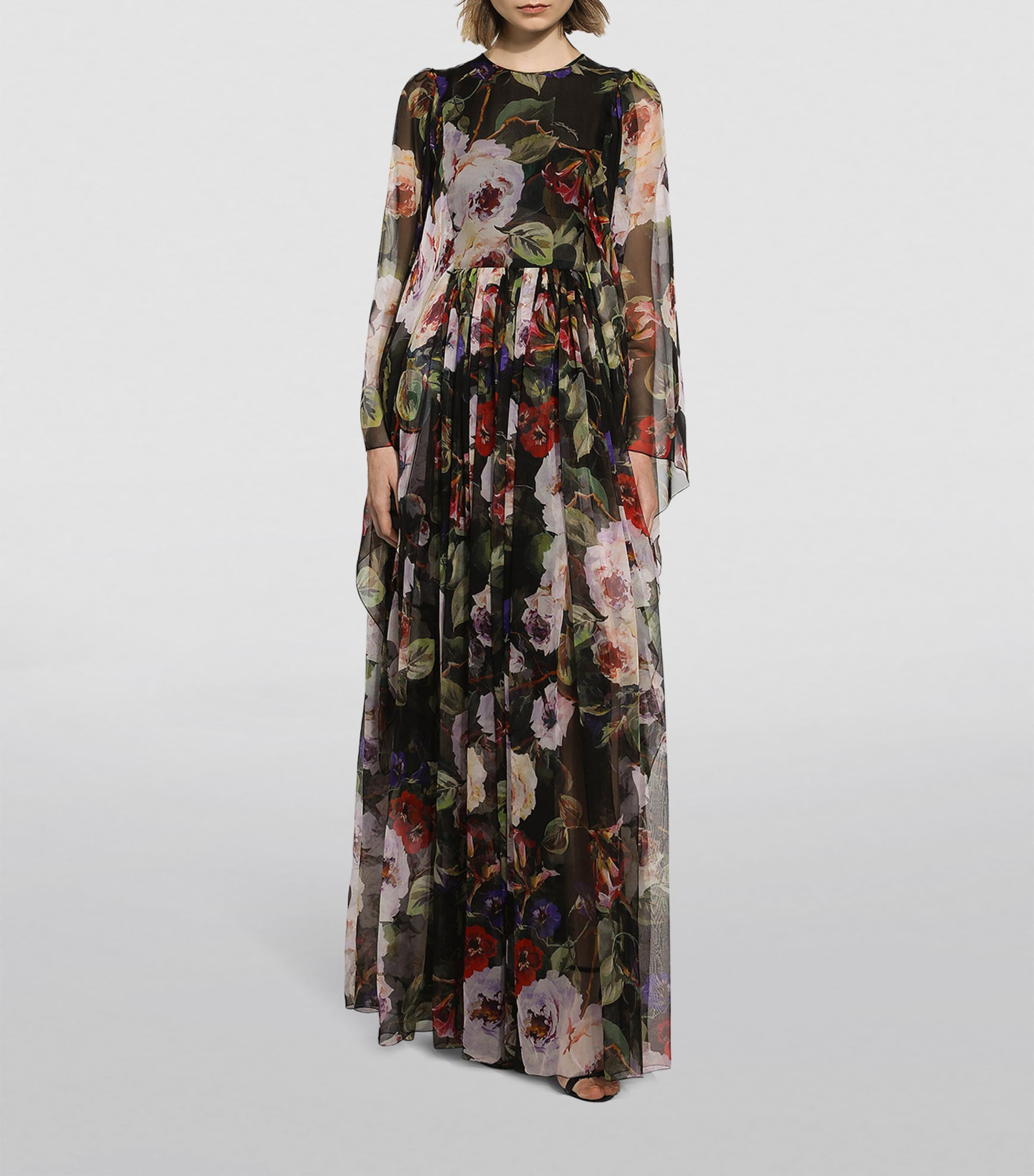 Silk Floral Print Gown HN4YA-ROSETO FDO NER Image 2
