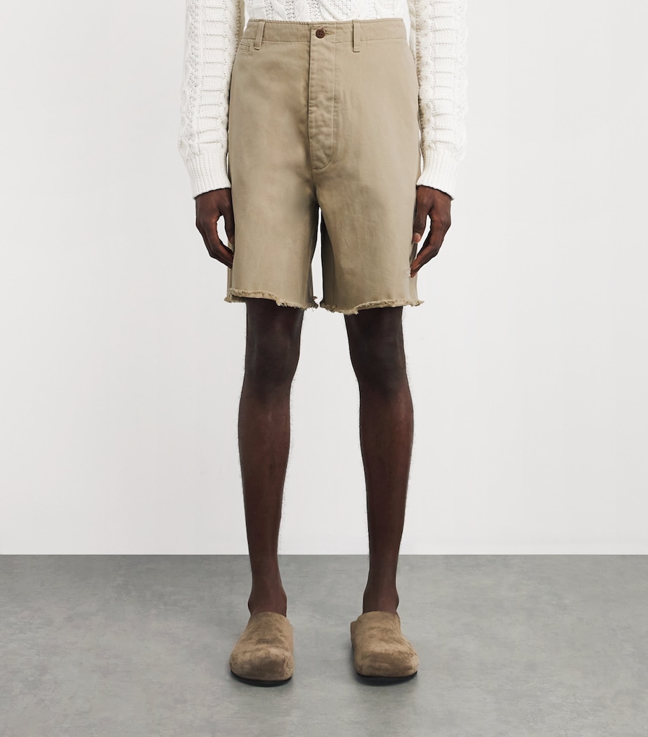 Cotton Distressed Chino Shorts TAN Image 3