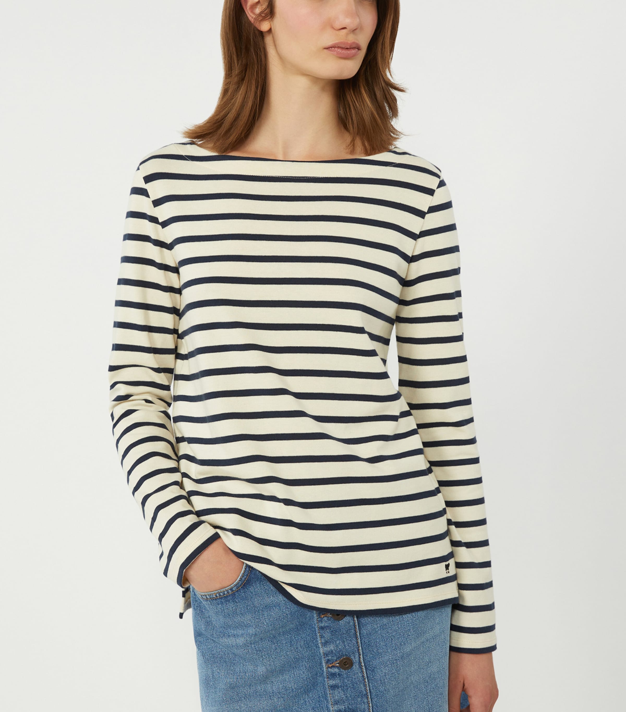 Cotton Stripe Sweater IVORY Image 5