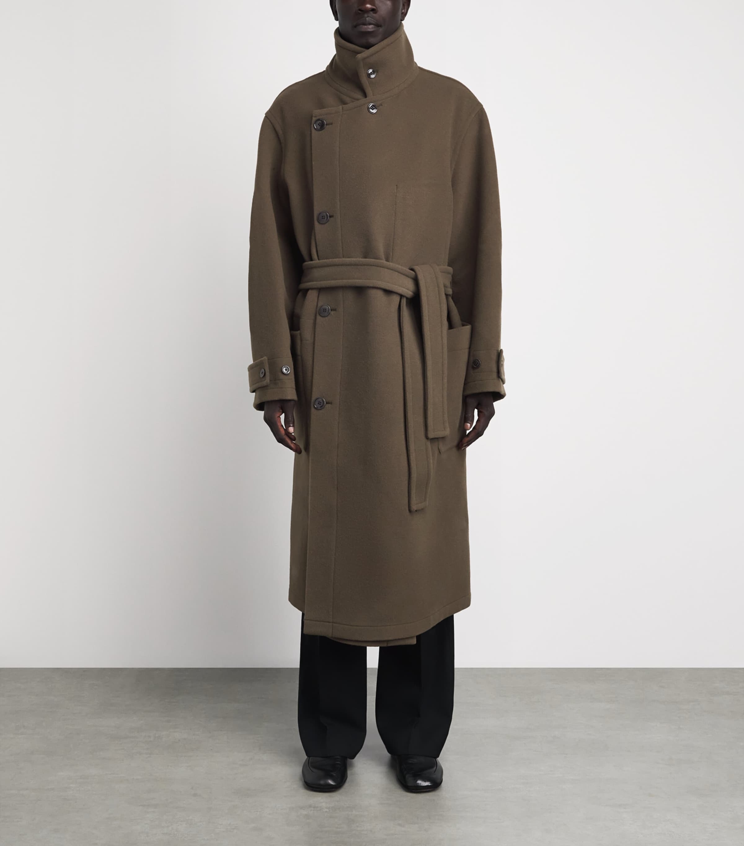 Lemaire Mens Wool Oversized Wrap Coat Thyme Image 4