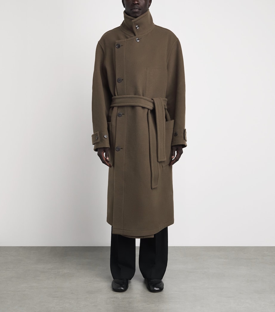 Lemaire Mens Wool Oversized Wrap Coat Thyme Image 4